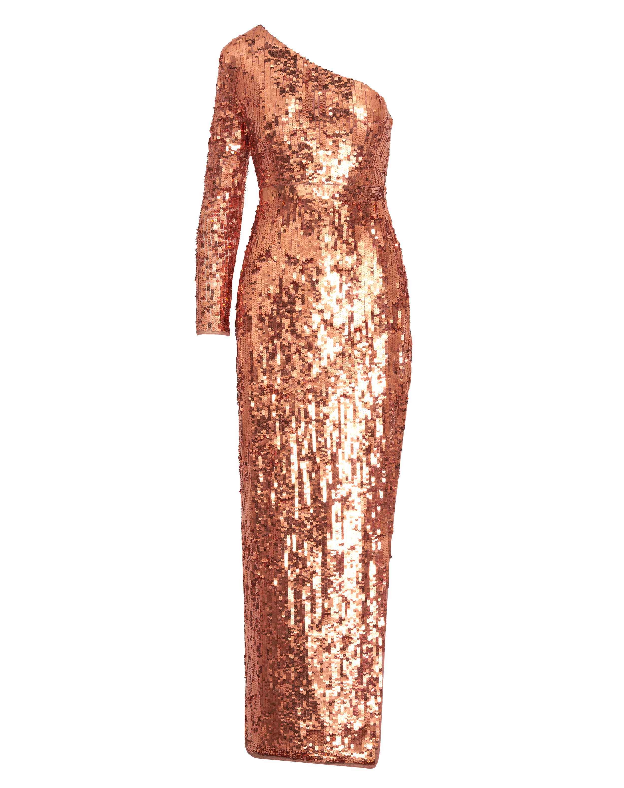 Sequined One Sleeve Column Gown
