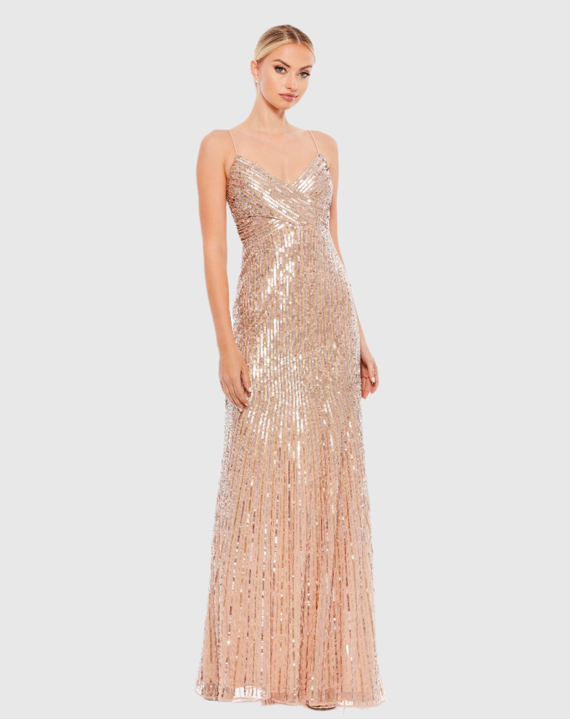 Sequin Spaghetti Strap Gown