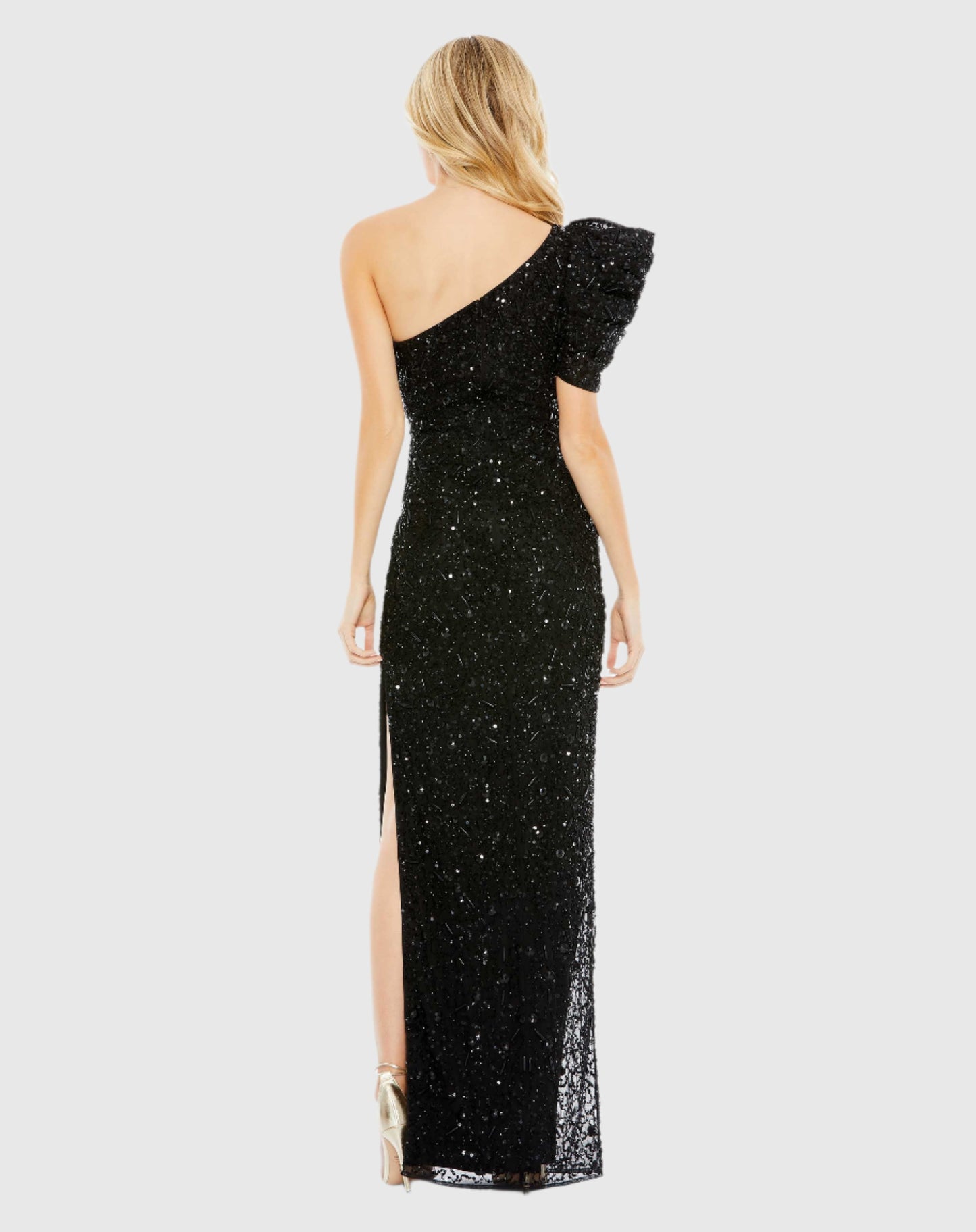 Verziertes Puff-Kleid mit One-Shoulder-Träger