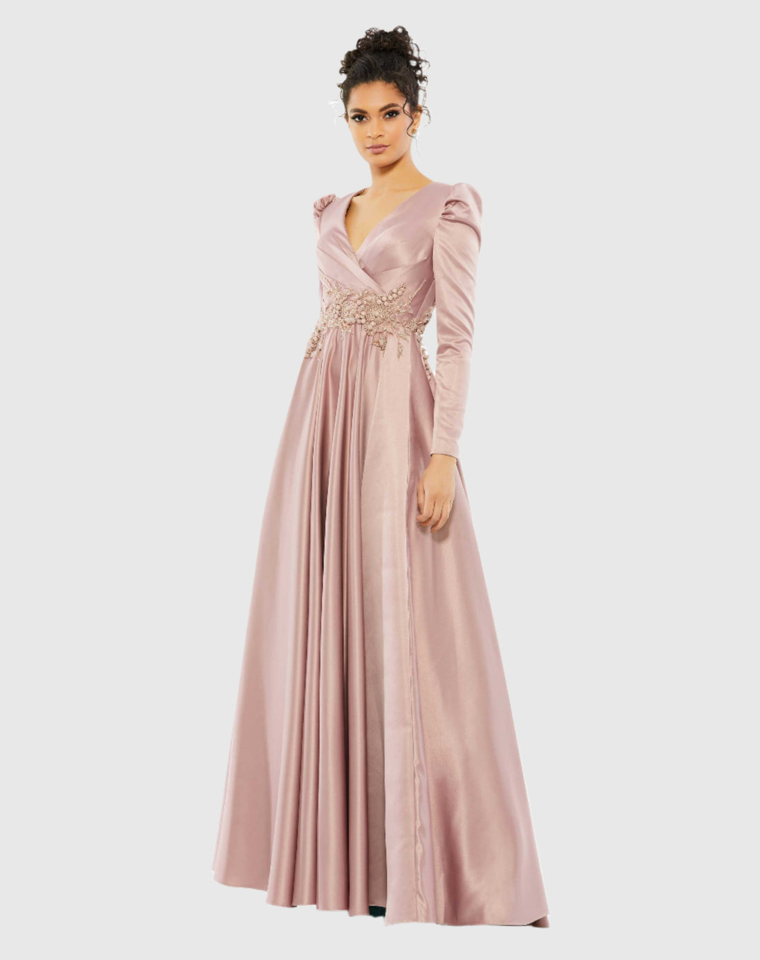 Long Sleeve Embellished Gown