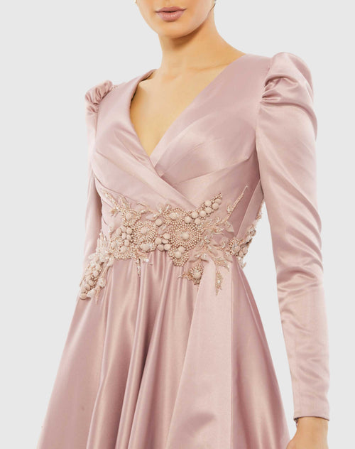 Long Sleeve Embellished Gown