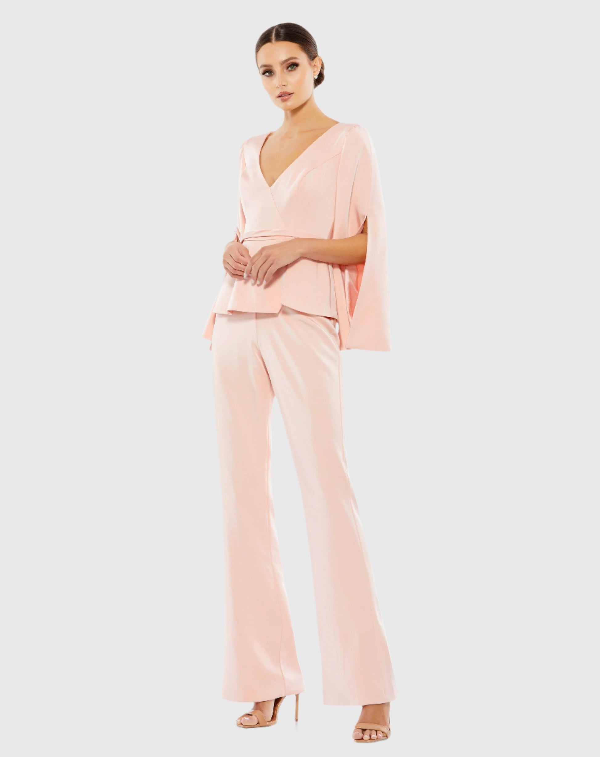 Long Sleeve Two Piece Crepe Pant Suit