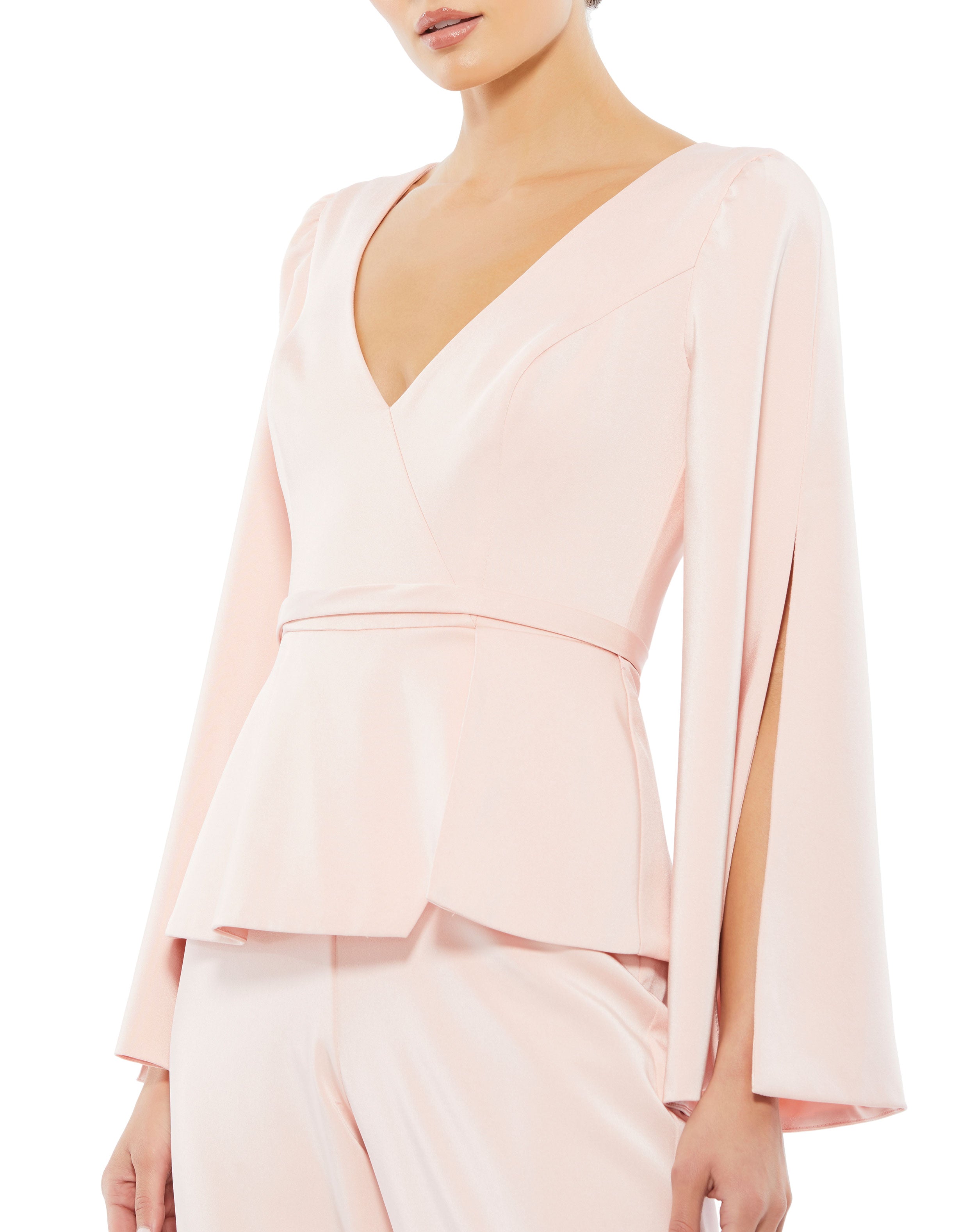 Long Sleeve Two Piece Crepe Pant Suit