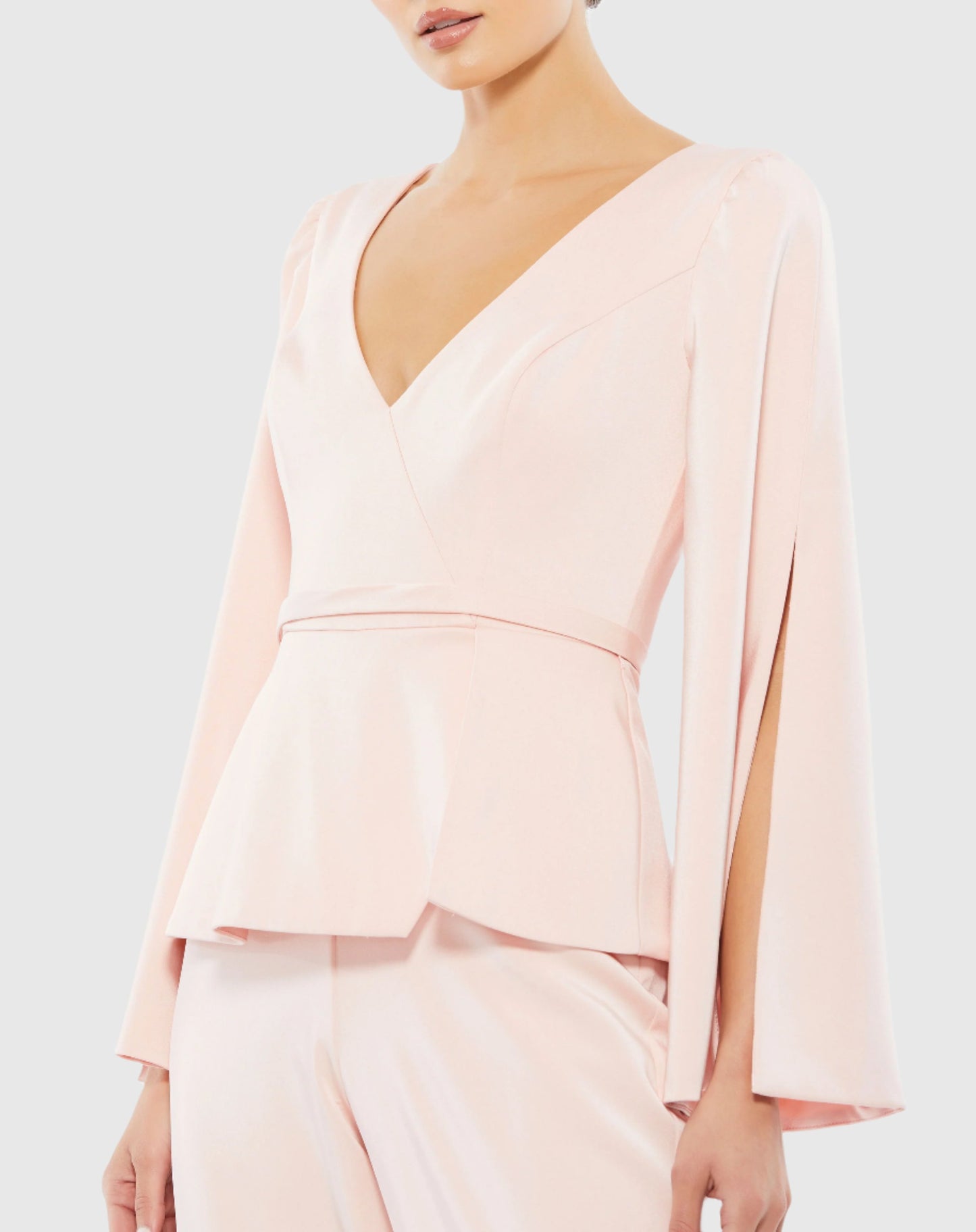 Long Sleeve Two Piece Crepe Pant Suit