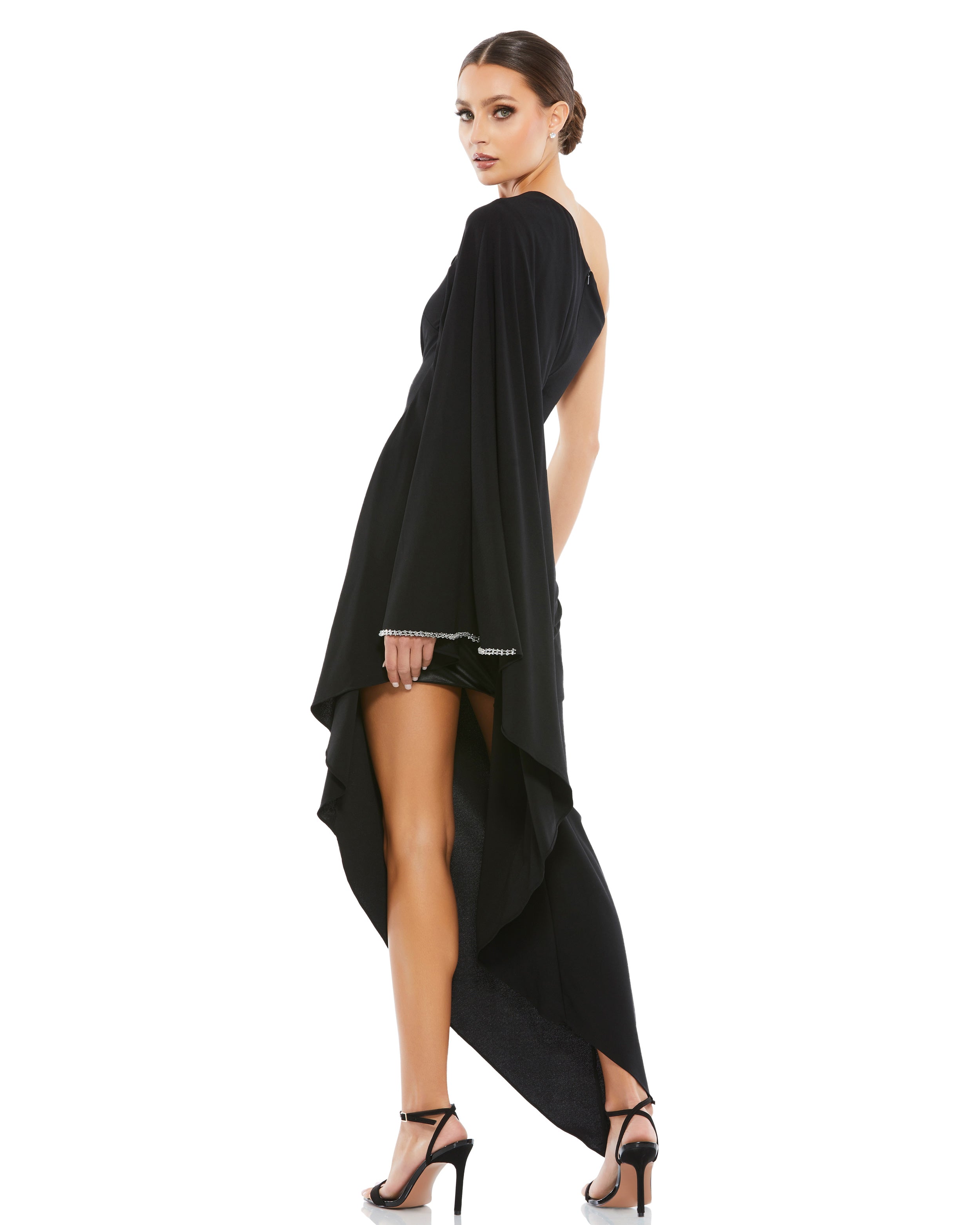 A Line Off Shoulder Evening Dress with Asymmetrical Hem Size 10 Style  006363B