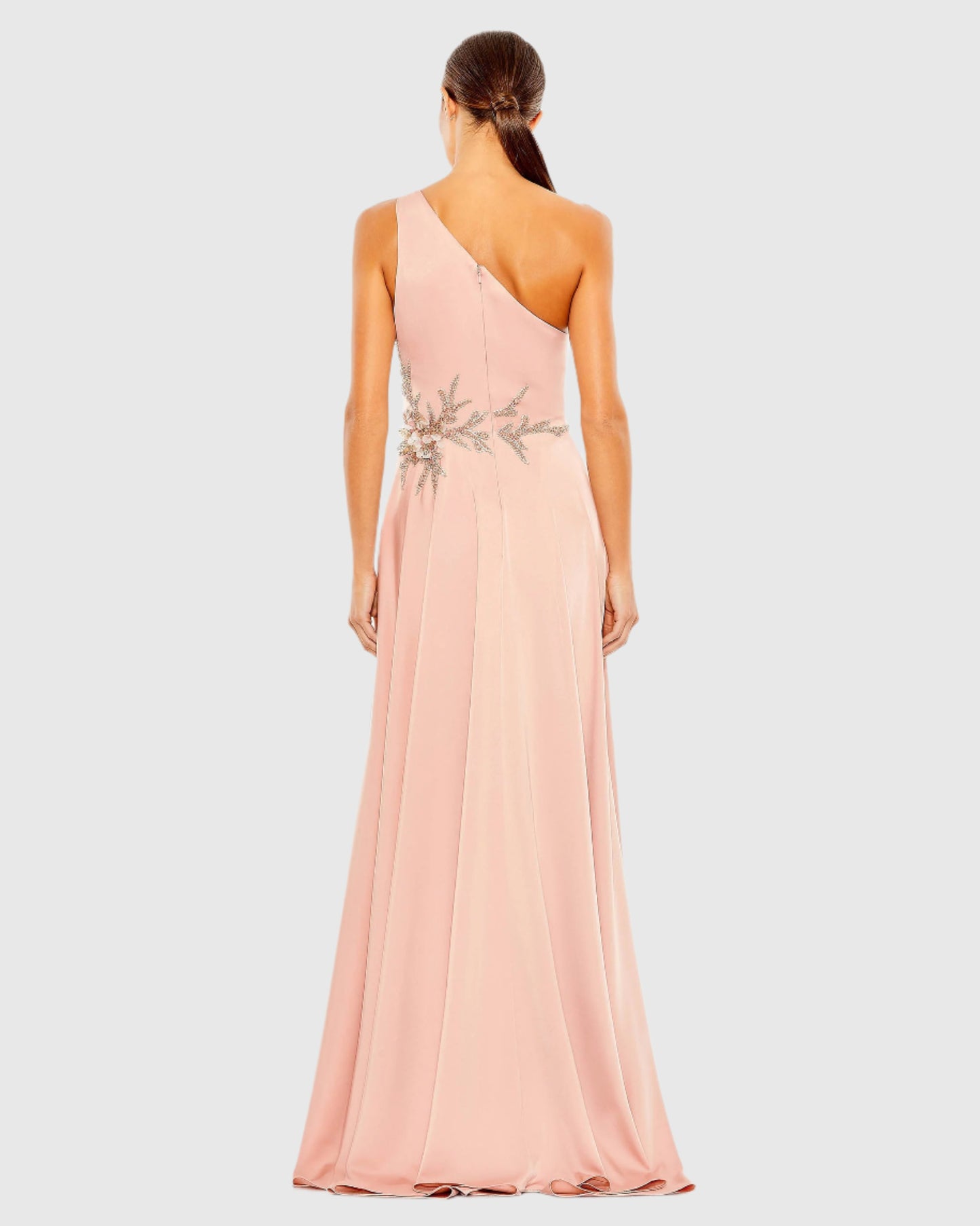 Embellished One Shoulder Asymmetrical Gown