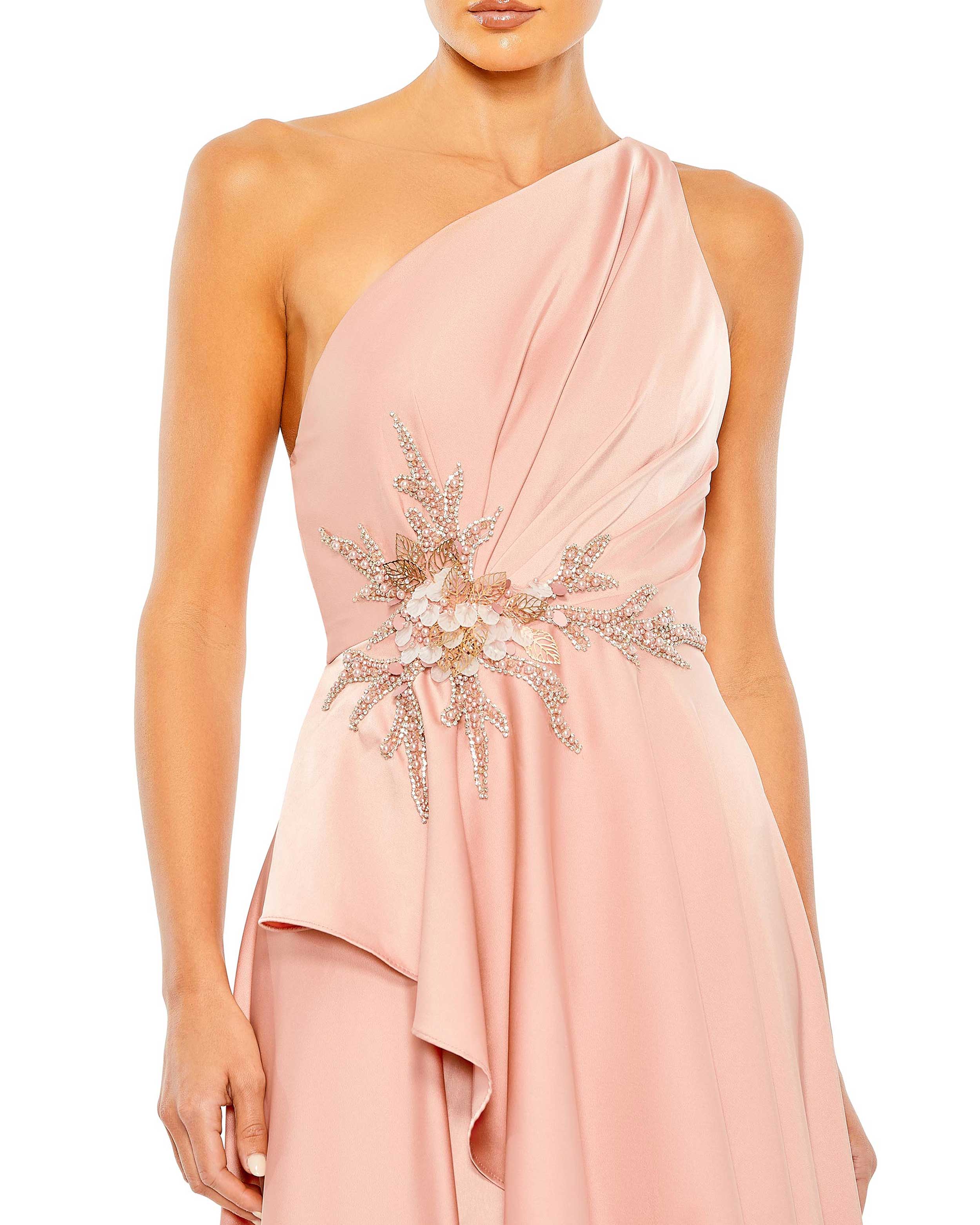 Embellished One Shoulder Asymmetrical Gown – Mac Duggal