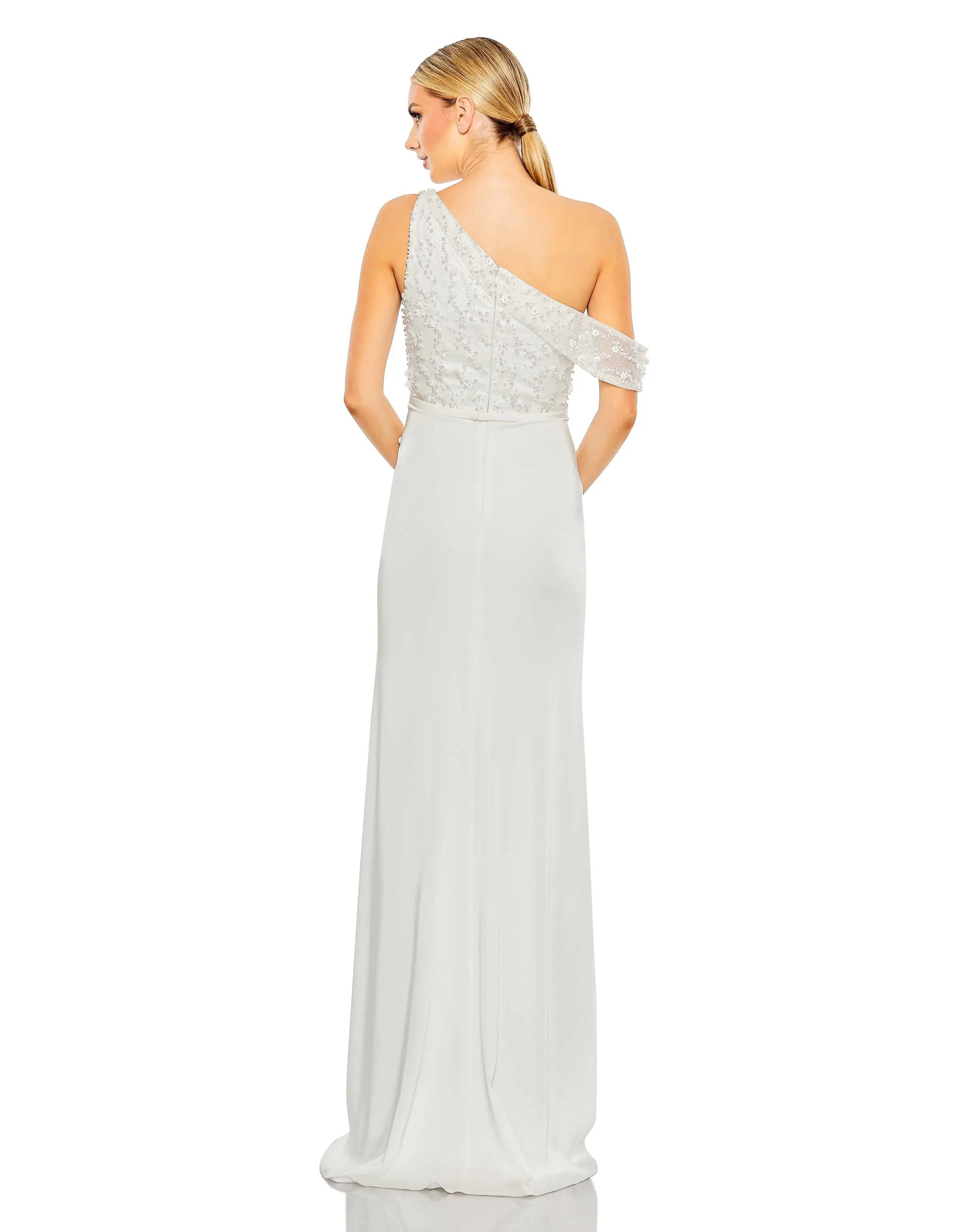 Embellished Drop Shoulder Column Gown - Mac Duggal