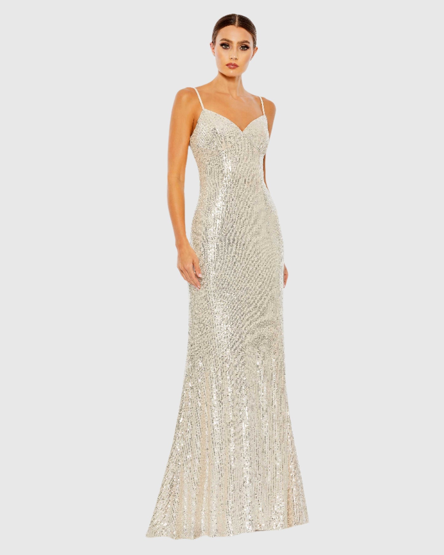 Sequined Sleeveless Column Gown