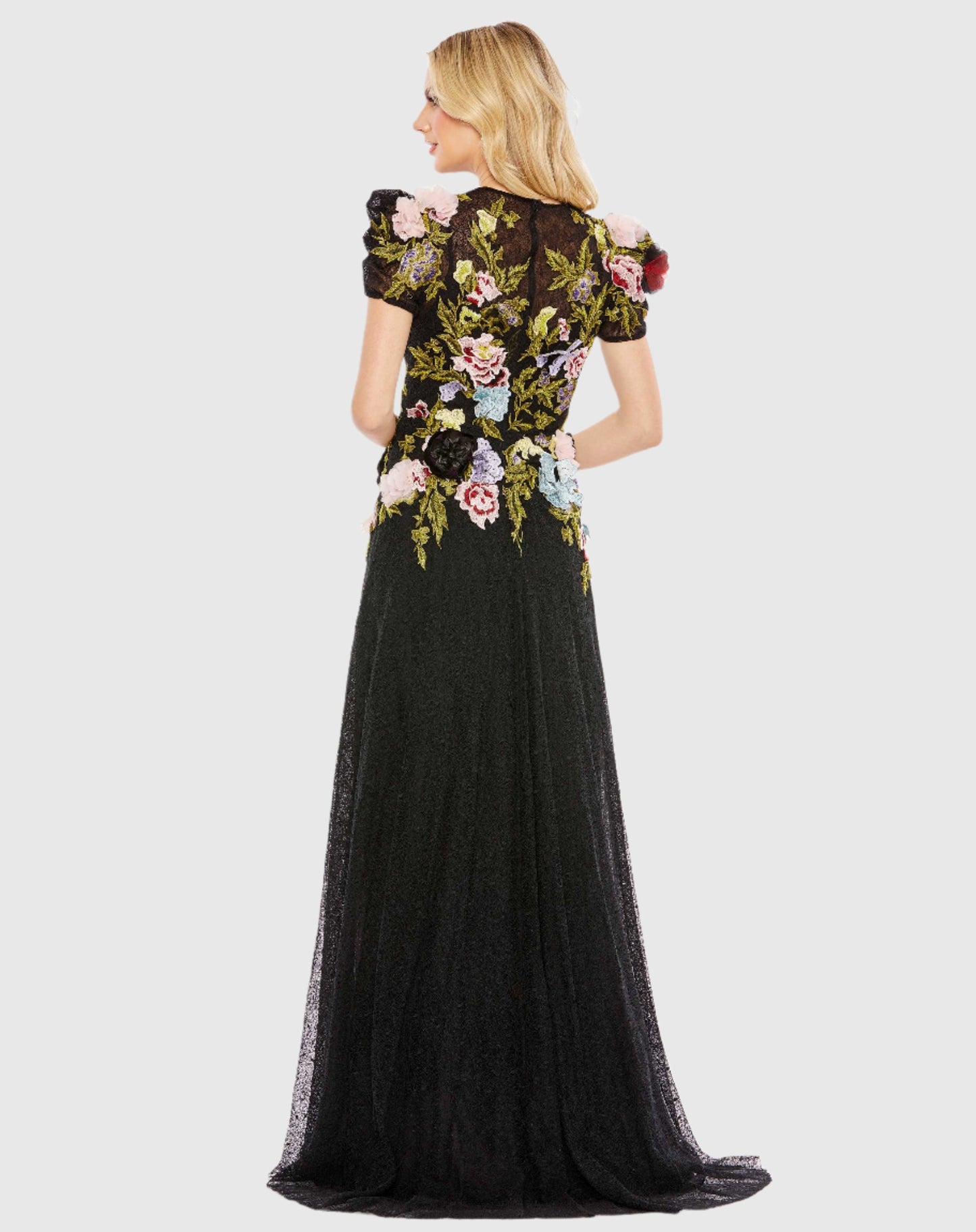 Kurzärmliges Kleid mit Blumenstickerei