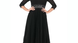 Mac Duggal Shimmering 3/4 Sleeve A-Line Midi Dress - Black - 6 Mac Duggal Shimmering 3/4 Sleeve A-Line Midi Dress - Black - 6