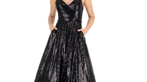 V-Neck Sequined Ball Gown - FINAL SALE