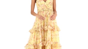Tiered Floral Chiffon Gown