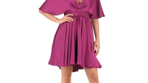 Satin Flowy Cape Sleeve Mini Dress - Final Sale