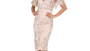 Embellished Illusion Butterfly Sleeve Cocktail Dress