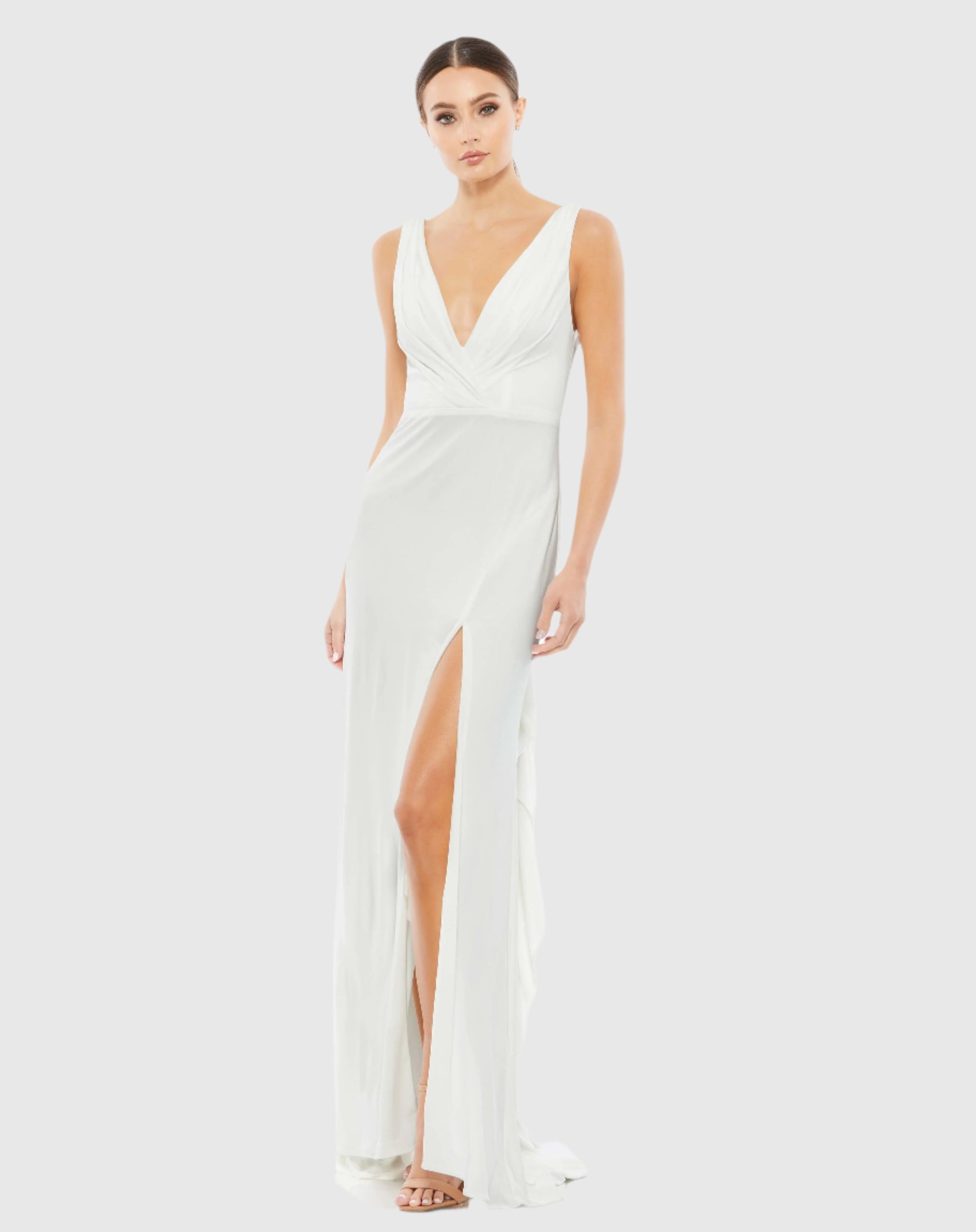 Sleeveless V Neck Jersey Gown