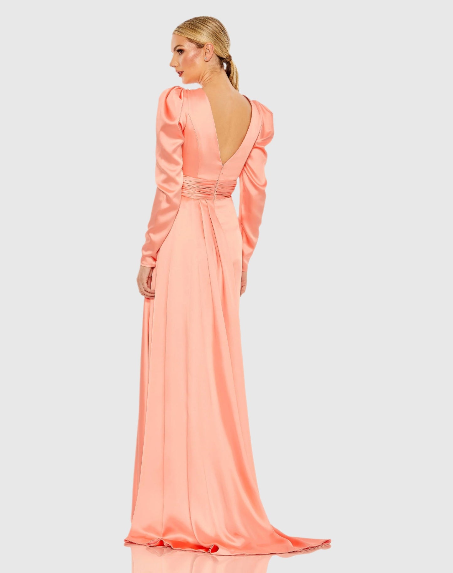 Faux Wrap Long Sleeve A Line Gown - FINAL SALE