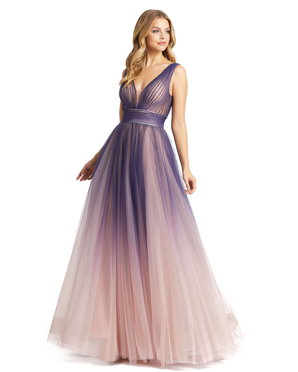 Sleeveless Ombre Tulle Ball Gown