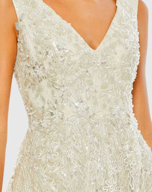 Embroidered Sleeveless A Line Gown