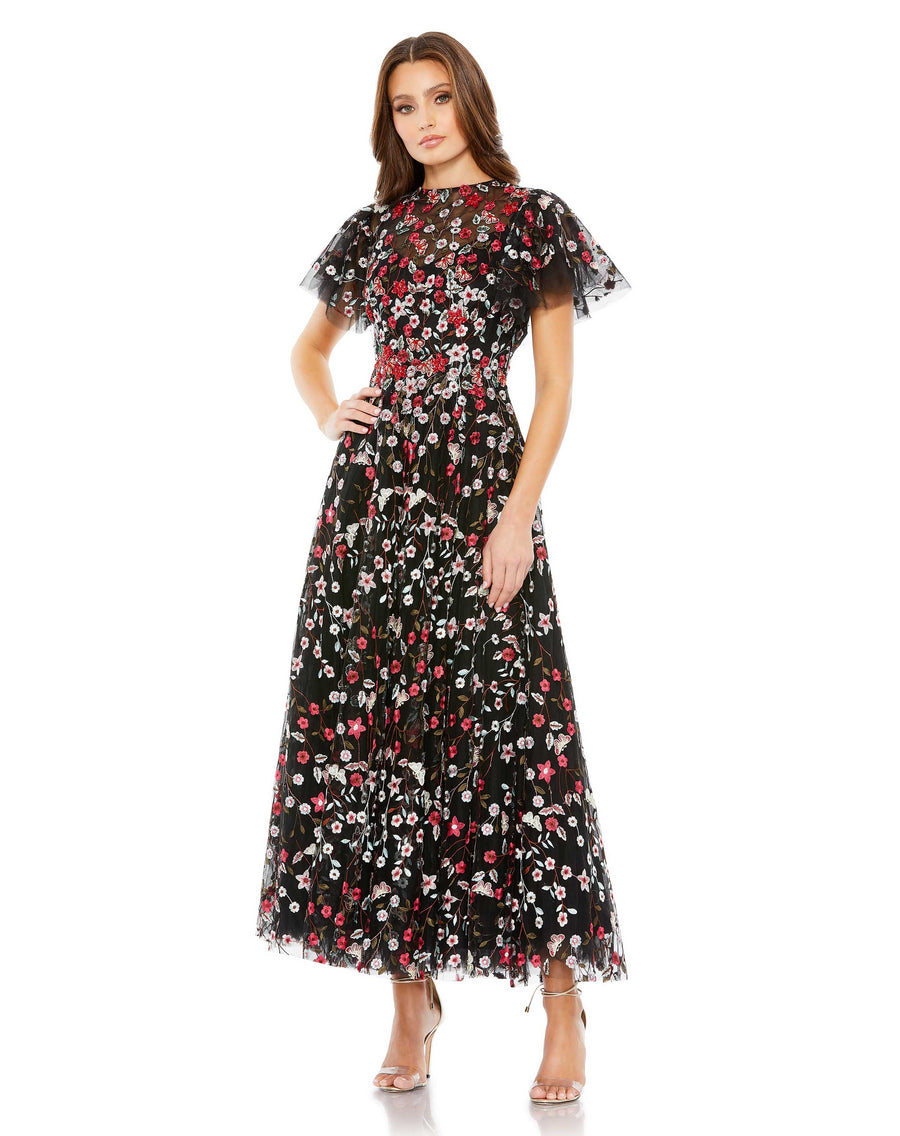 Embellished Butterfly Tea Length A Line Dress – Mac Duggal