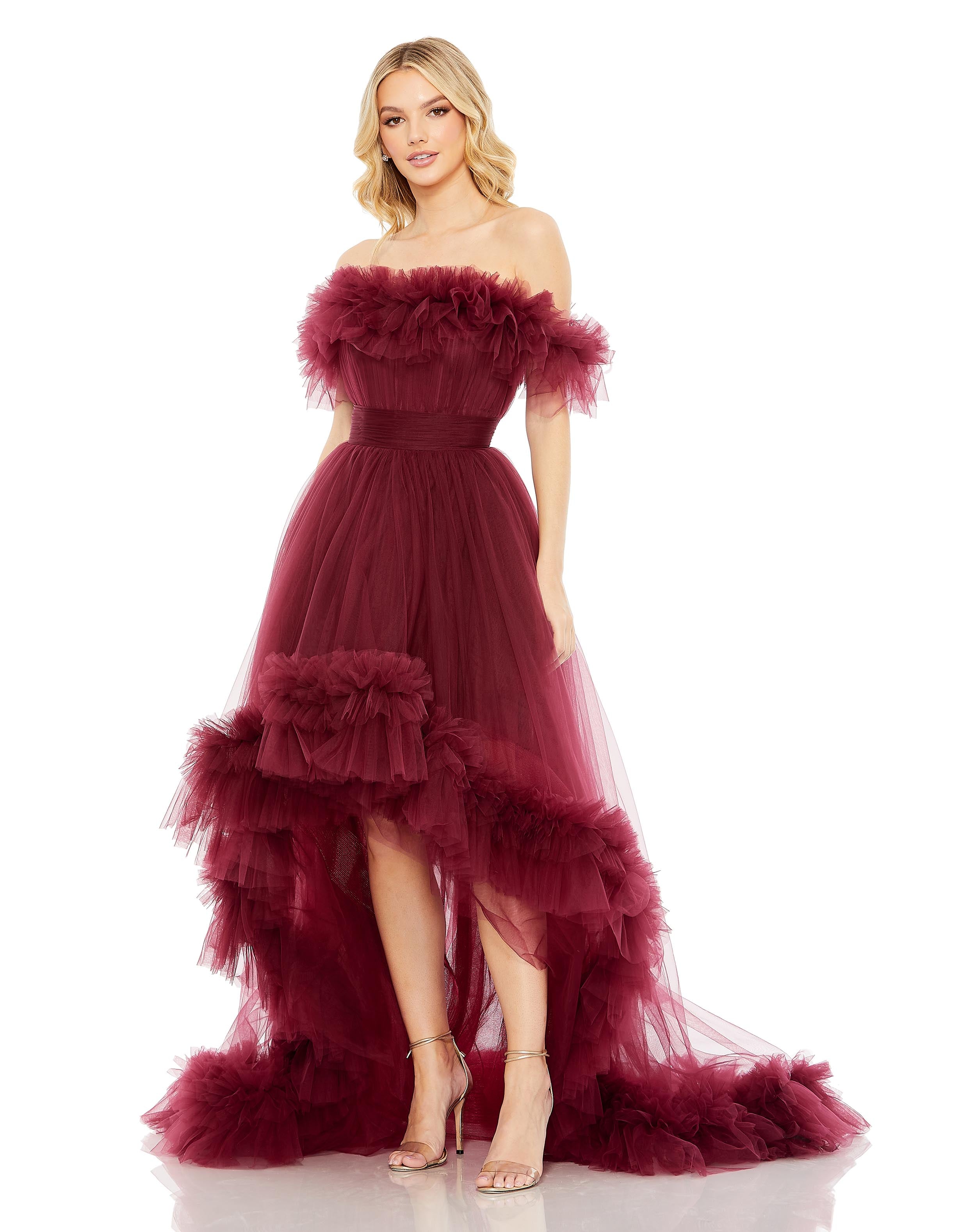 Tulle High-Low Off the Shoulder Gown - FINAL SALE