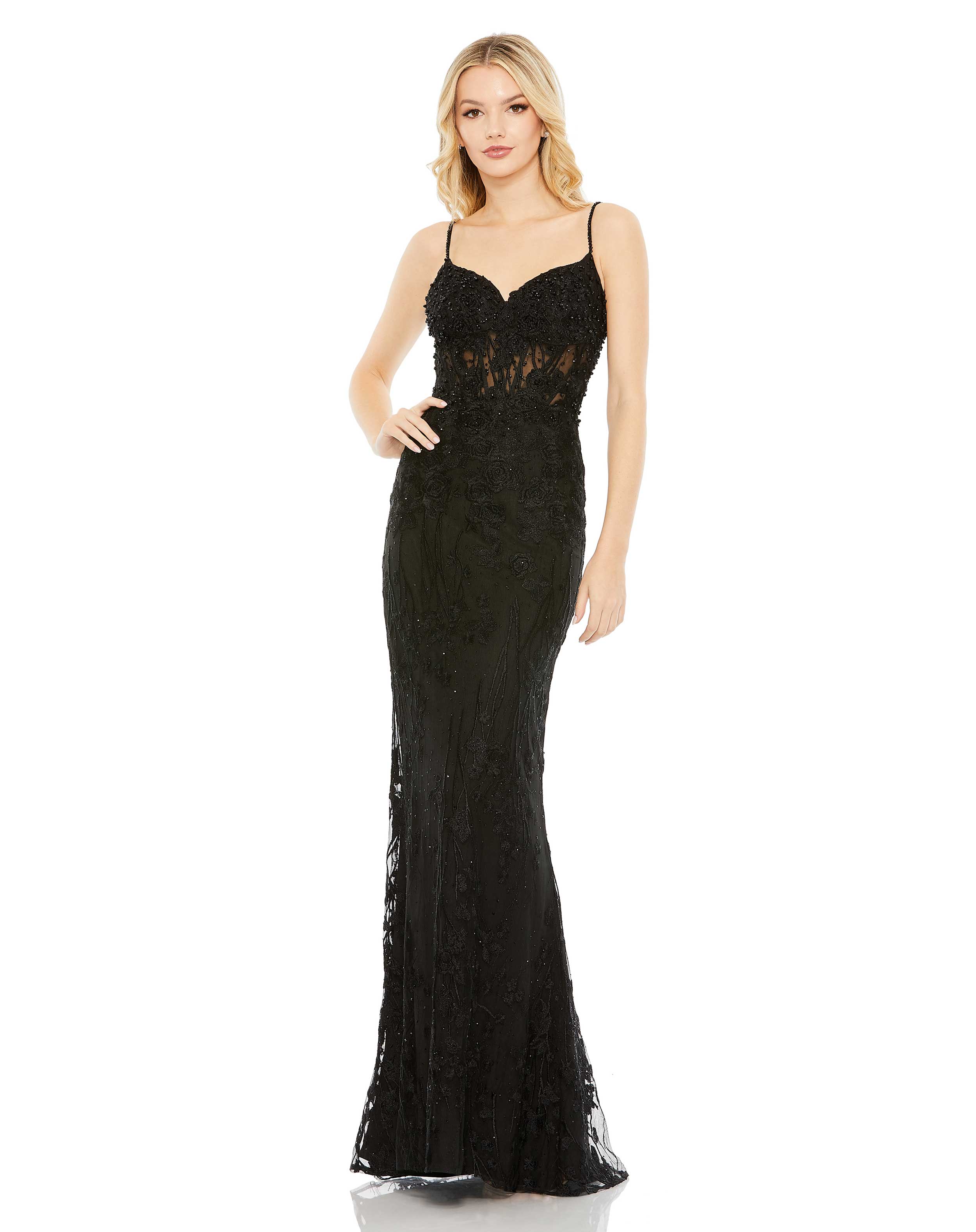 Embellished Sleeveless Illusion Bodice Gown - FINAL SALE