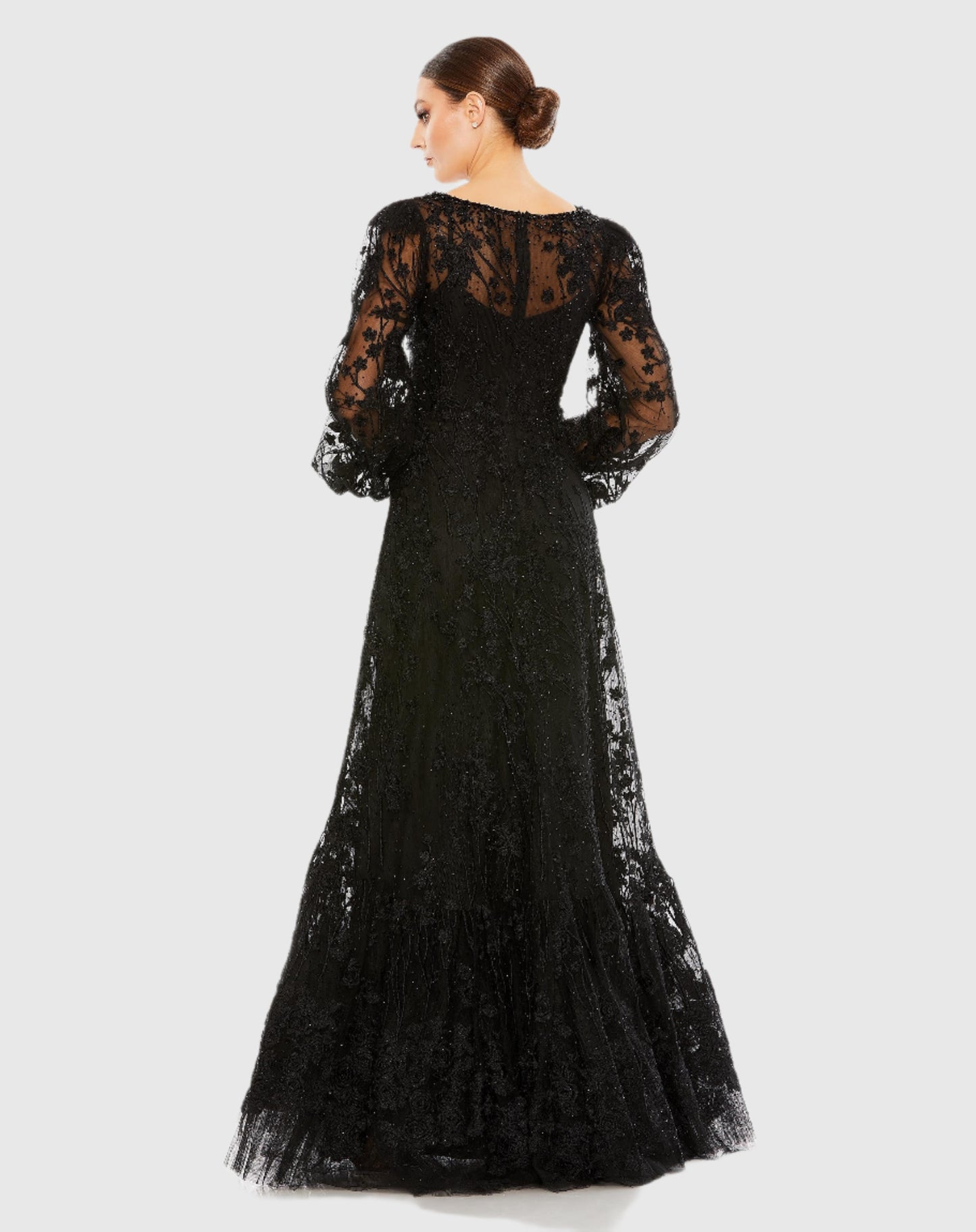 Puff Sleeve A-Line Embroidered Gown