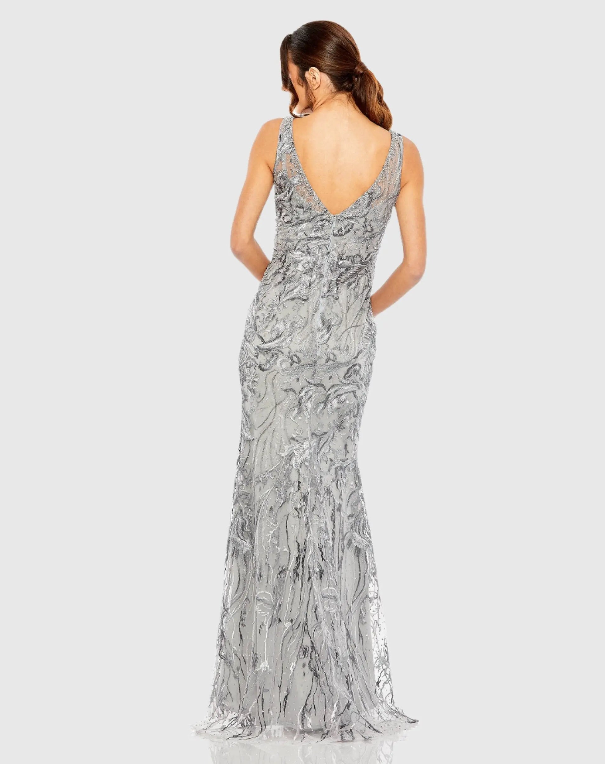 Sleeveless High Neck Embroidered Gown - Mac Duggal