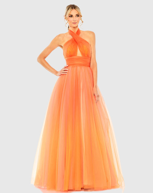 Orange Cross Front Ombre Gown