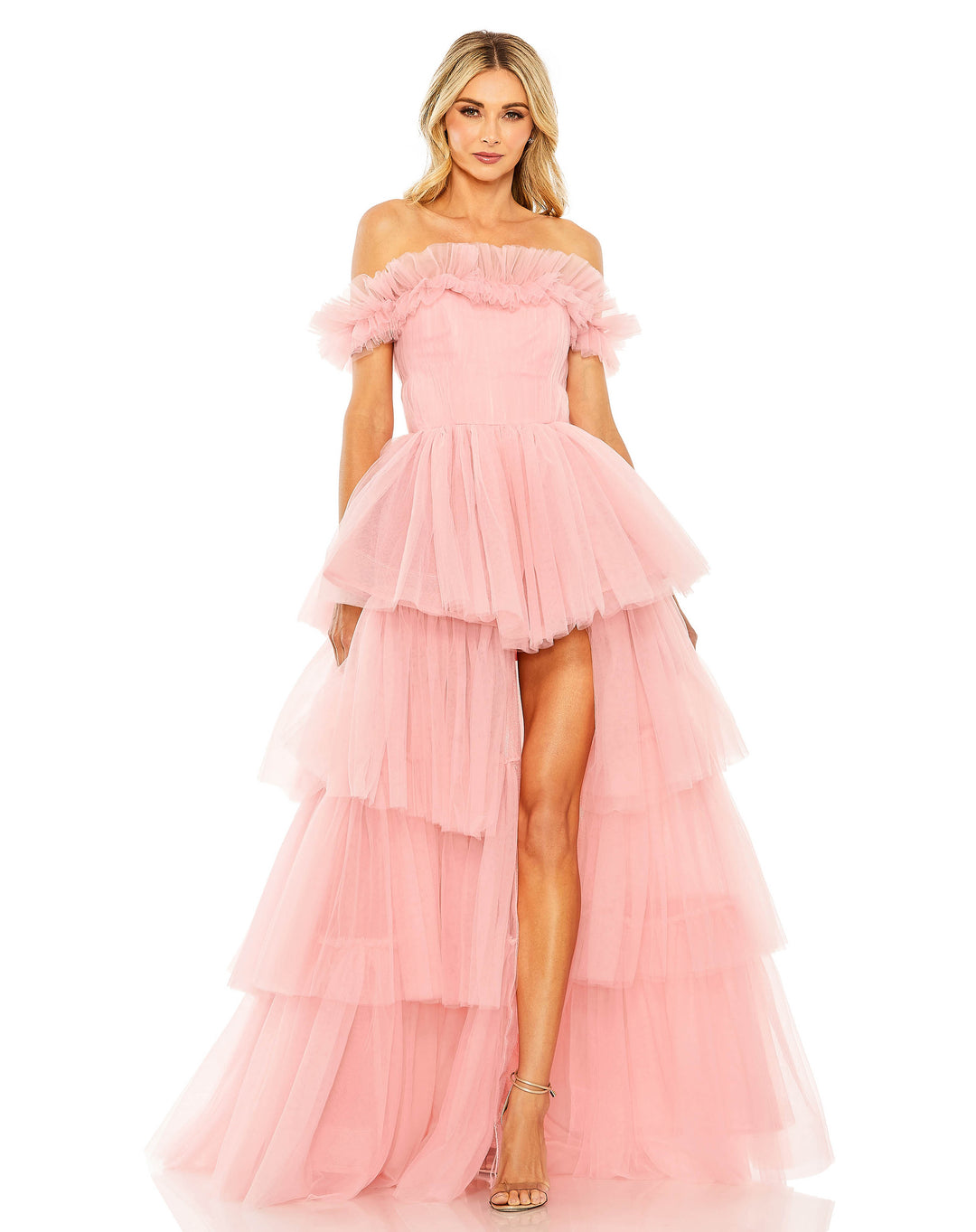 Off-the-Shoulder High-Low Tulle Dress – Mac Duggal