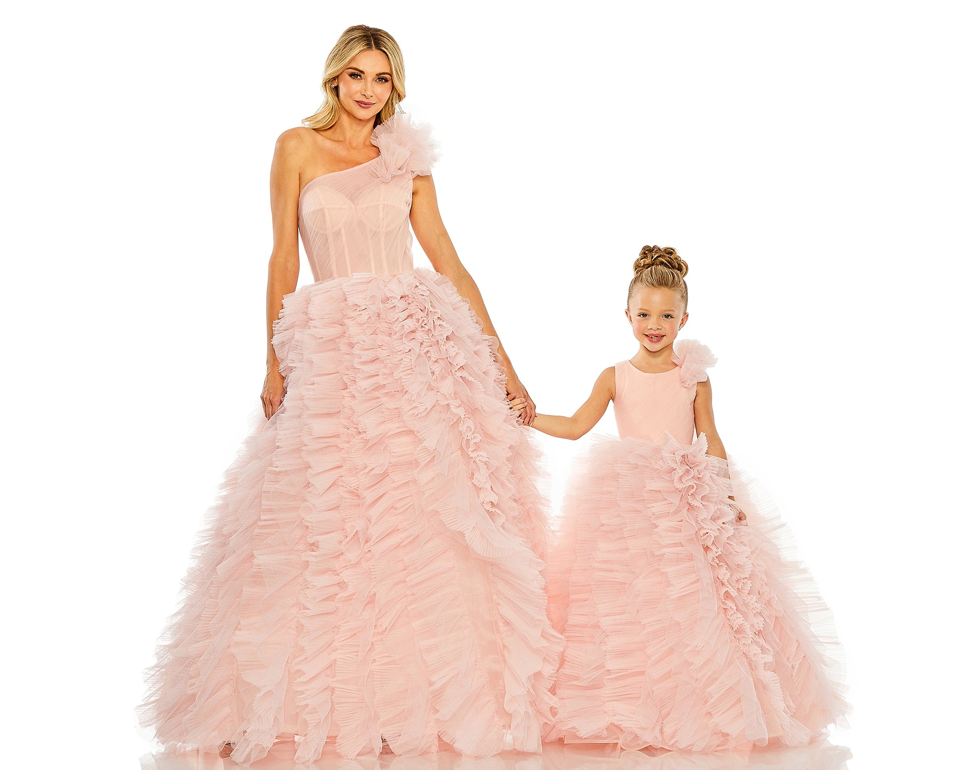 One Shoulder Glitter Tulle Gown - FINAL SALE