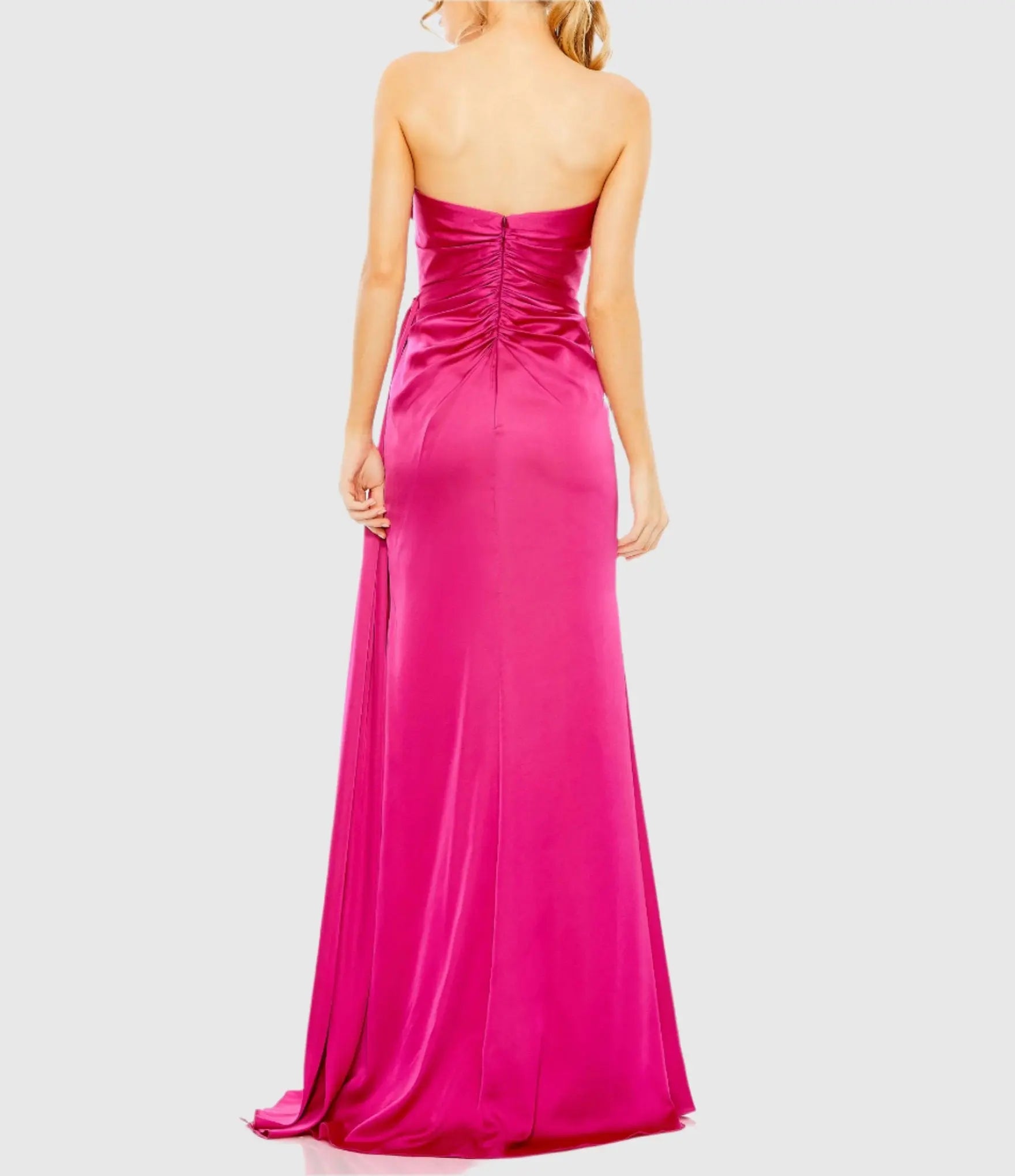 Pink Strapless Embellished Sweetheart Neckline Satin Gown - Mac Duggal