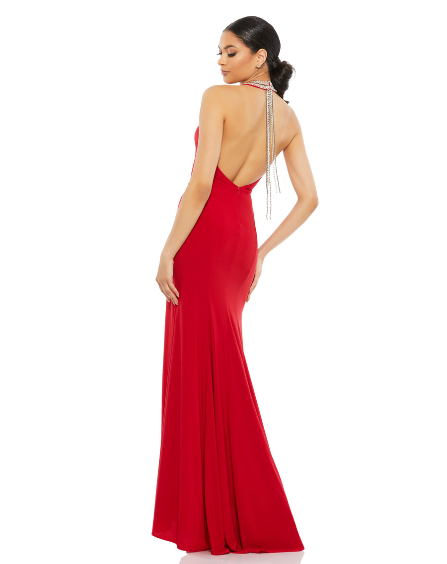 Beaded Halter Jersey Gown - FINAL SALE – Mac Duggal