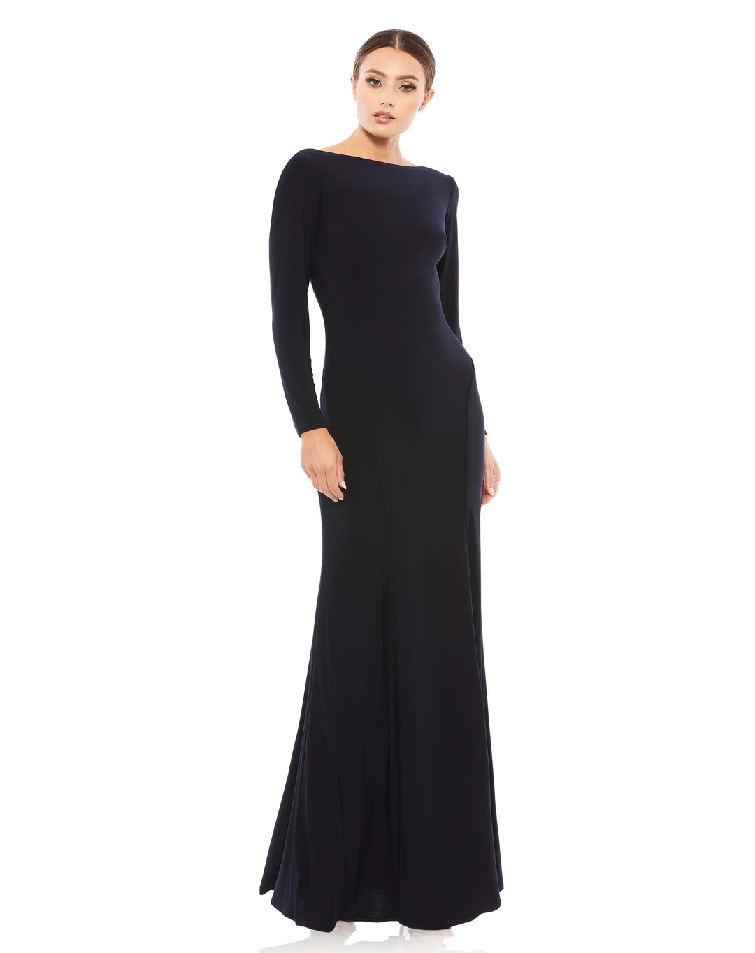 Long Sleeve Cowl Back Jersey Gown – Mac Duggal
