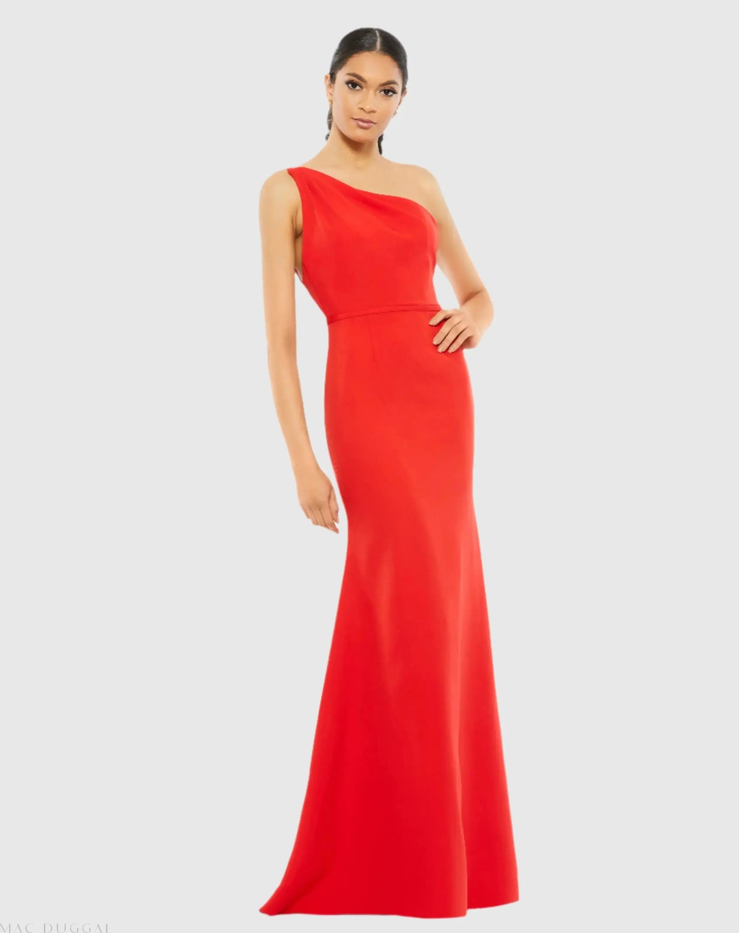 One Shoulder Jersey Mermaid Gown