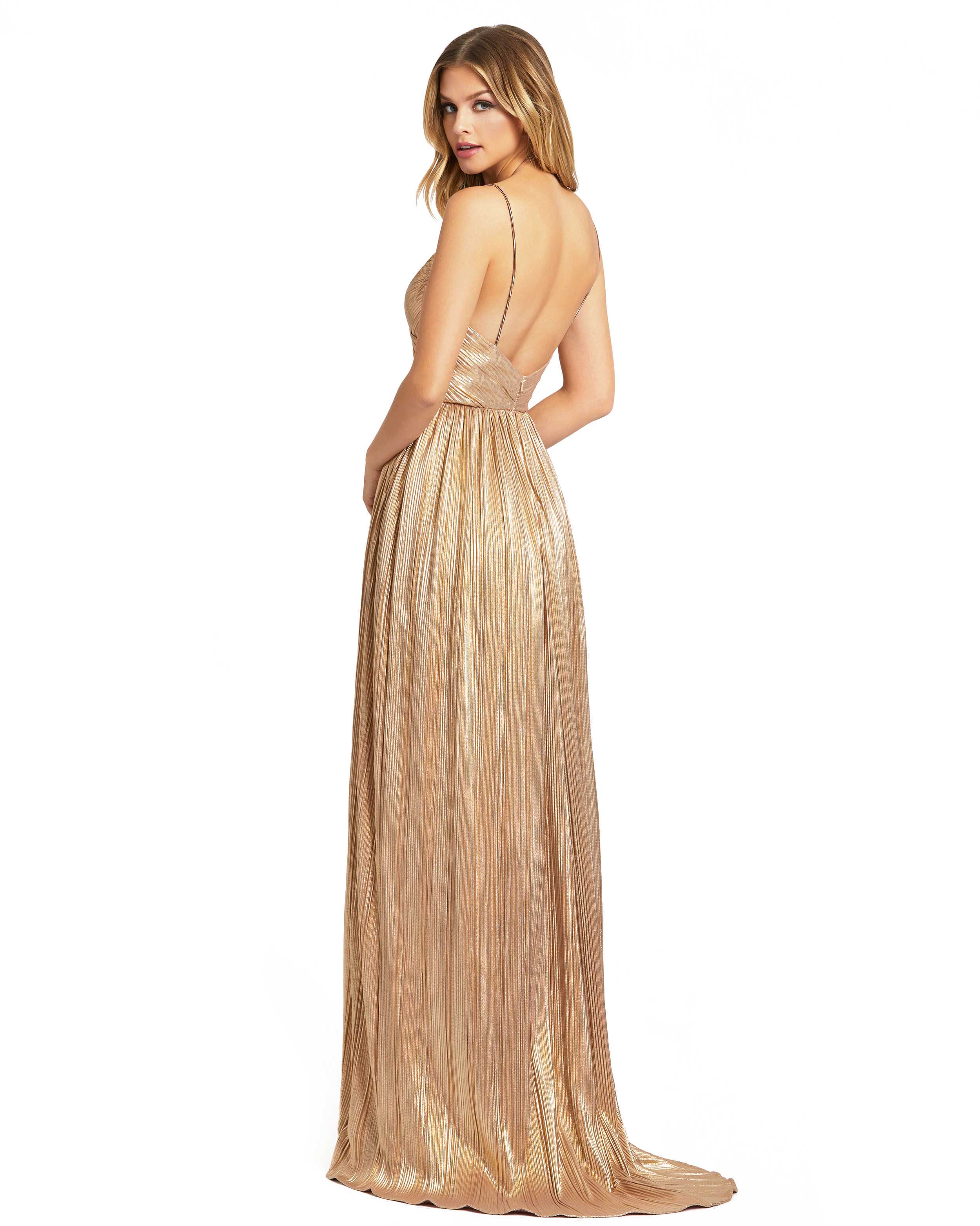Metallic Ruched A Line Gown