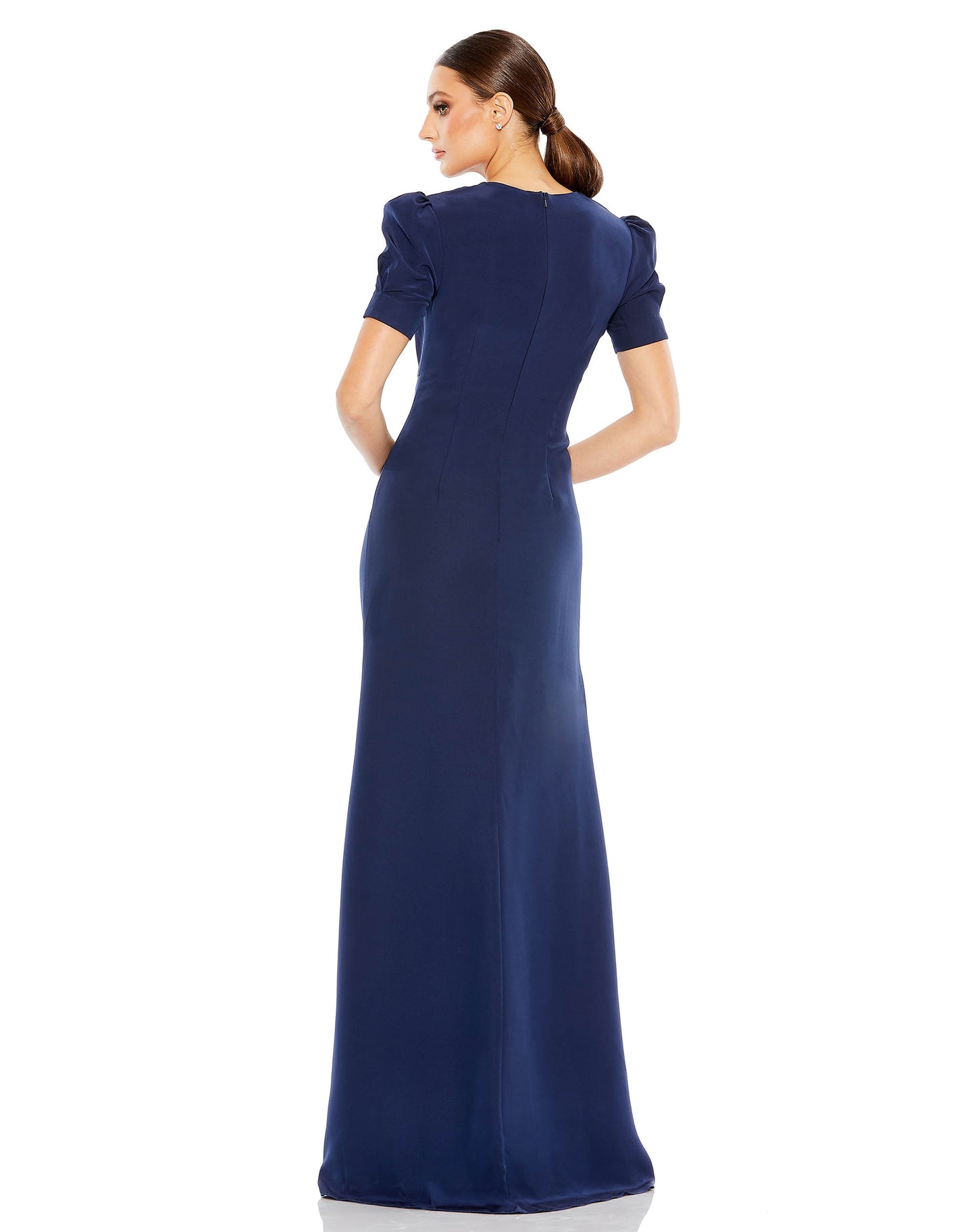 Plunge Neck Puff Sleeve Cut Out Gown - FINAL SALE