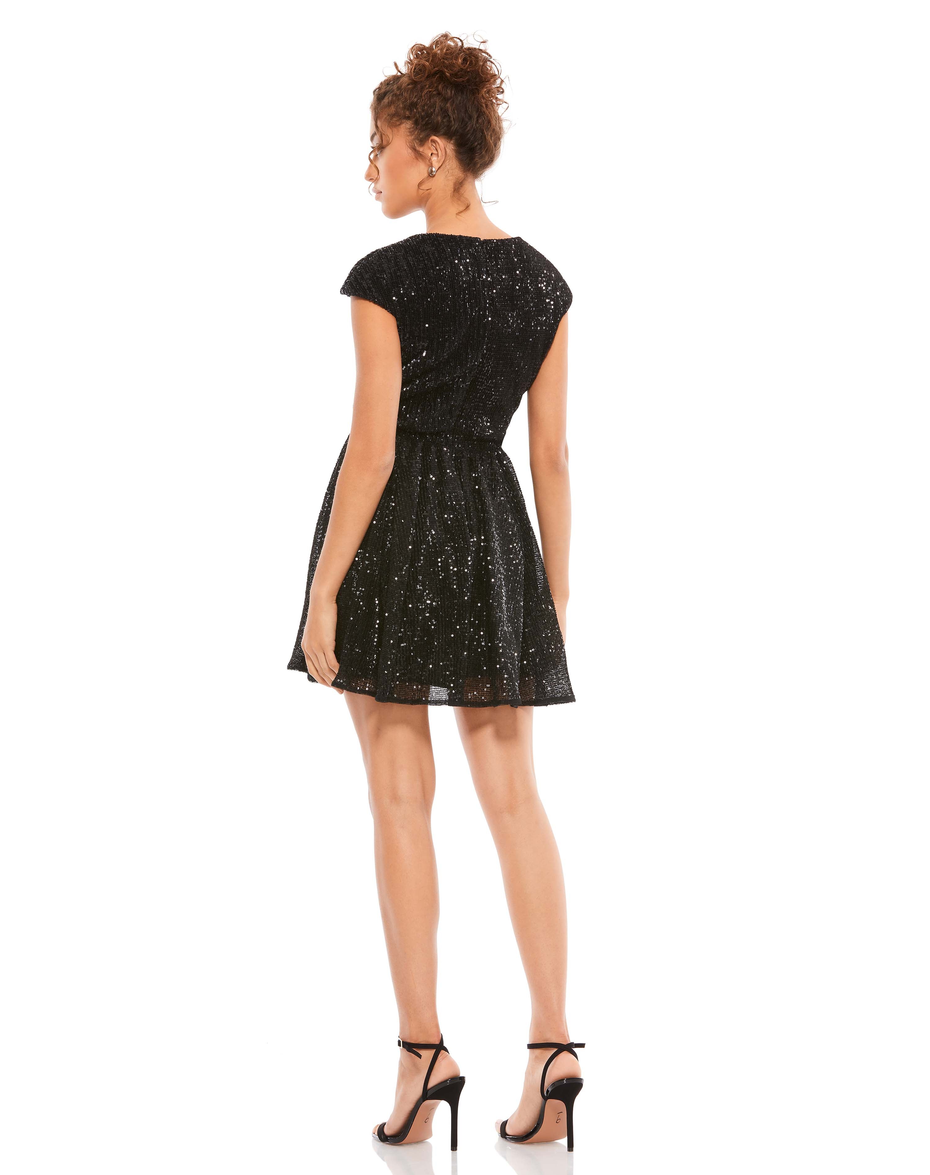 Sequined Cap Sleeve Fit & Flare Mini Dress