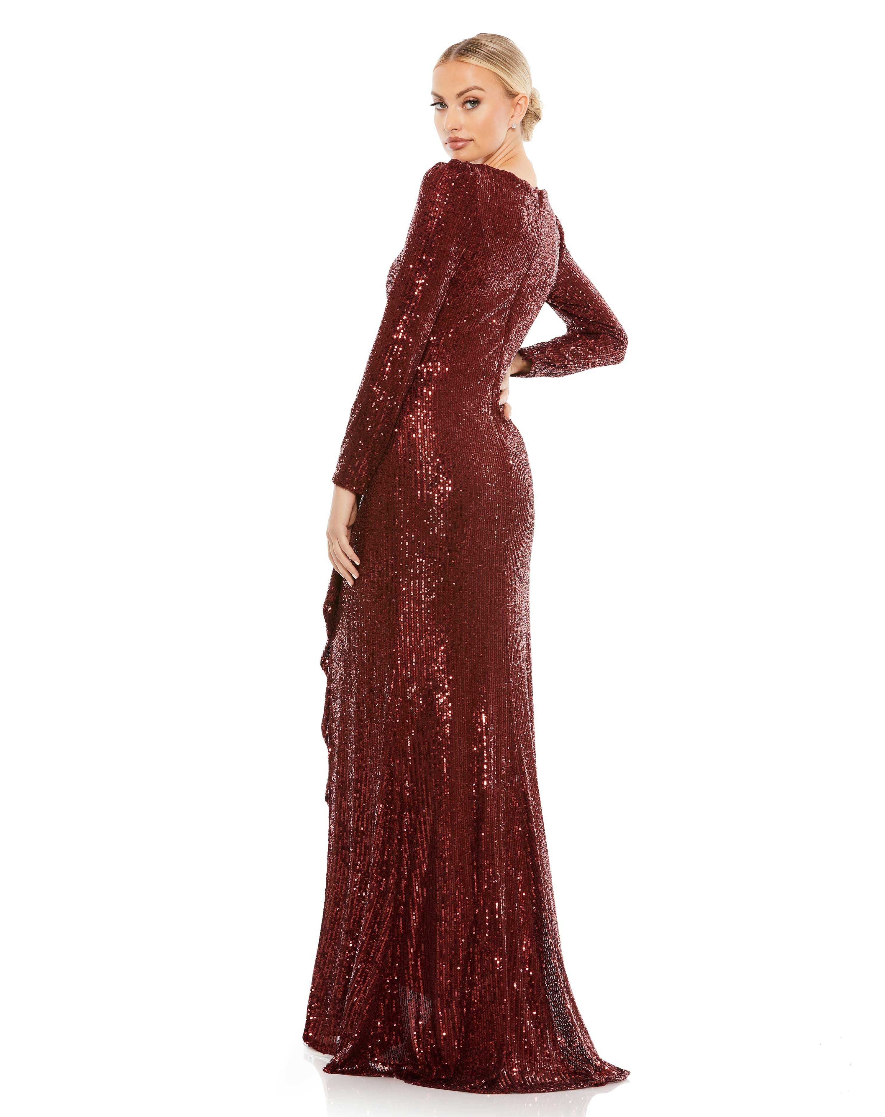 Sequin Wrap Evening Gown