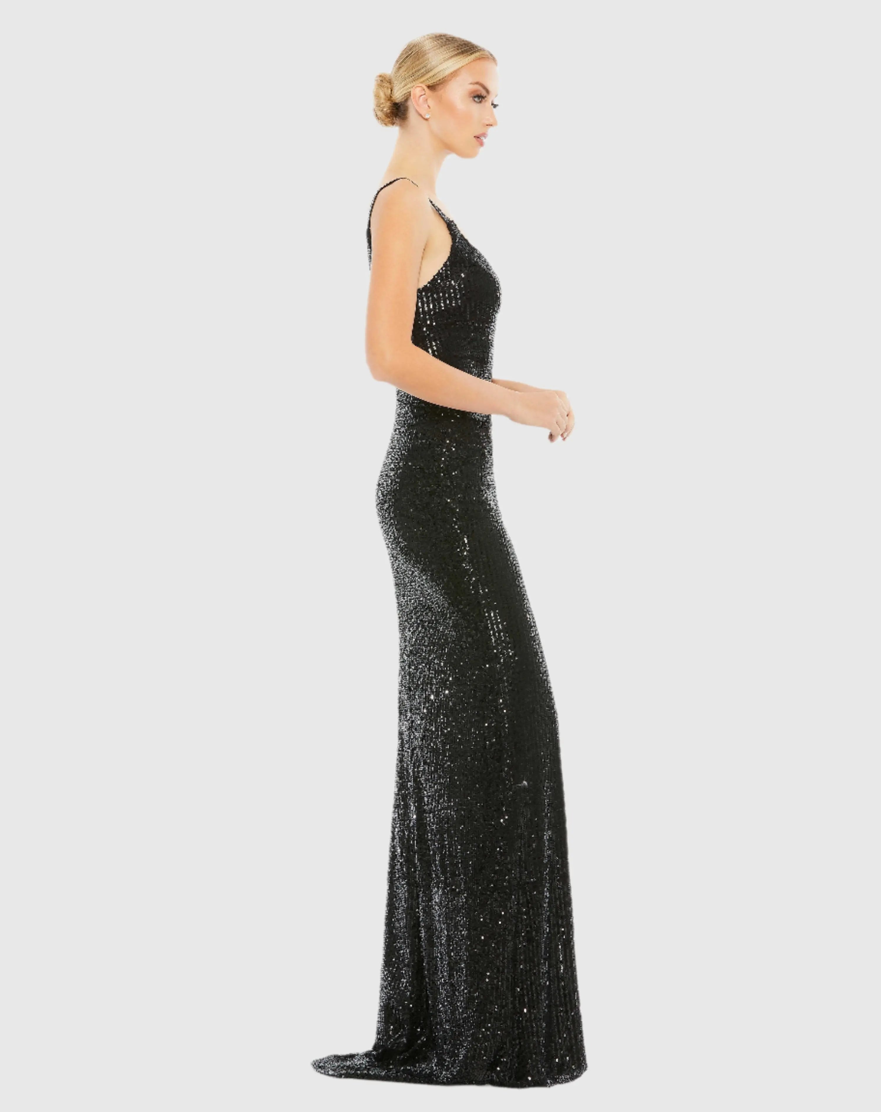 Fully Sequined Scoop Back Gown Ieena for Mac Duggal
