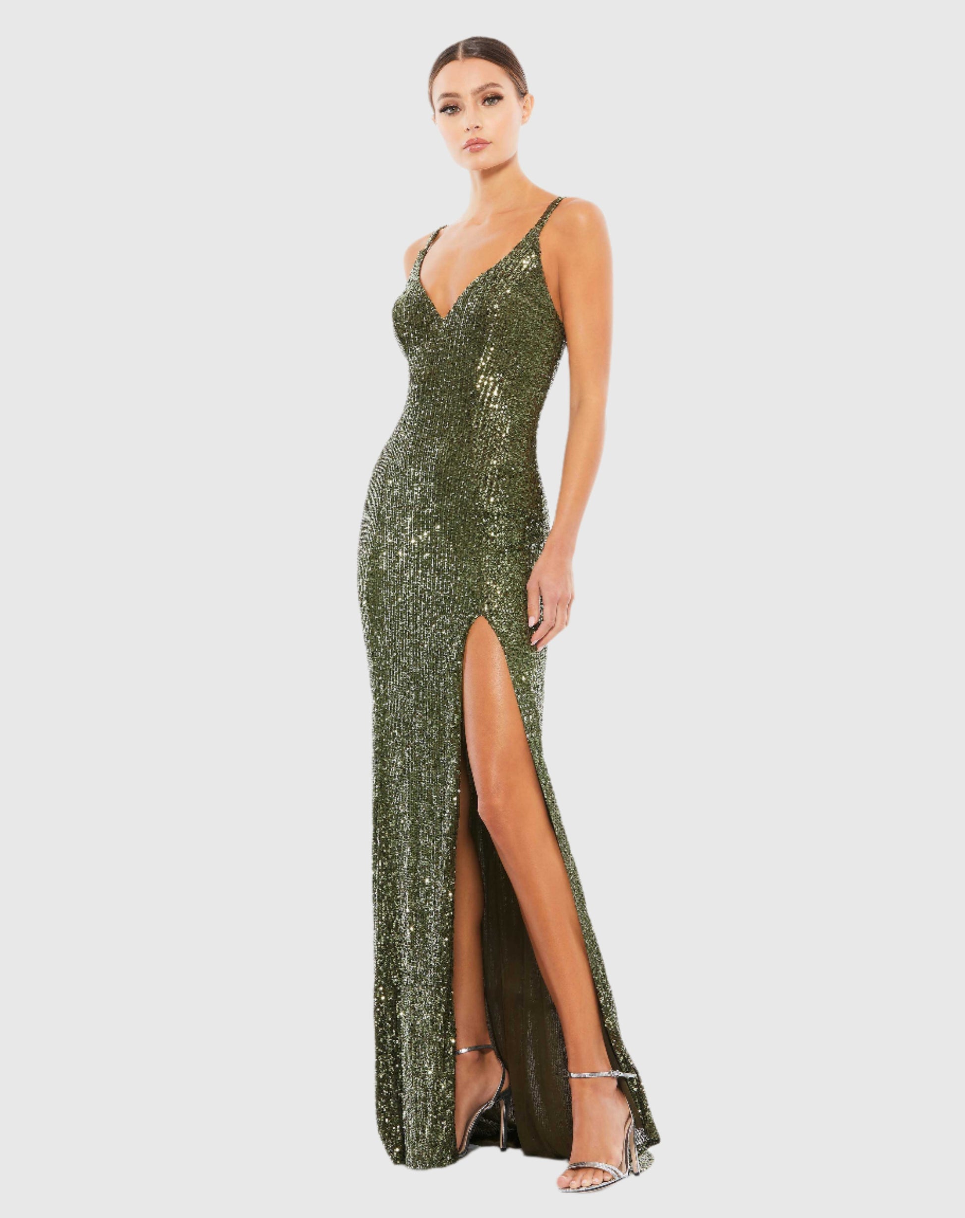 Fully Sequined Scoop Back Gown