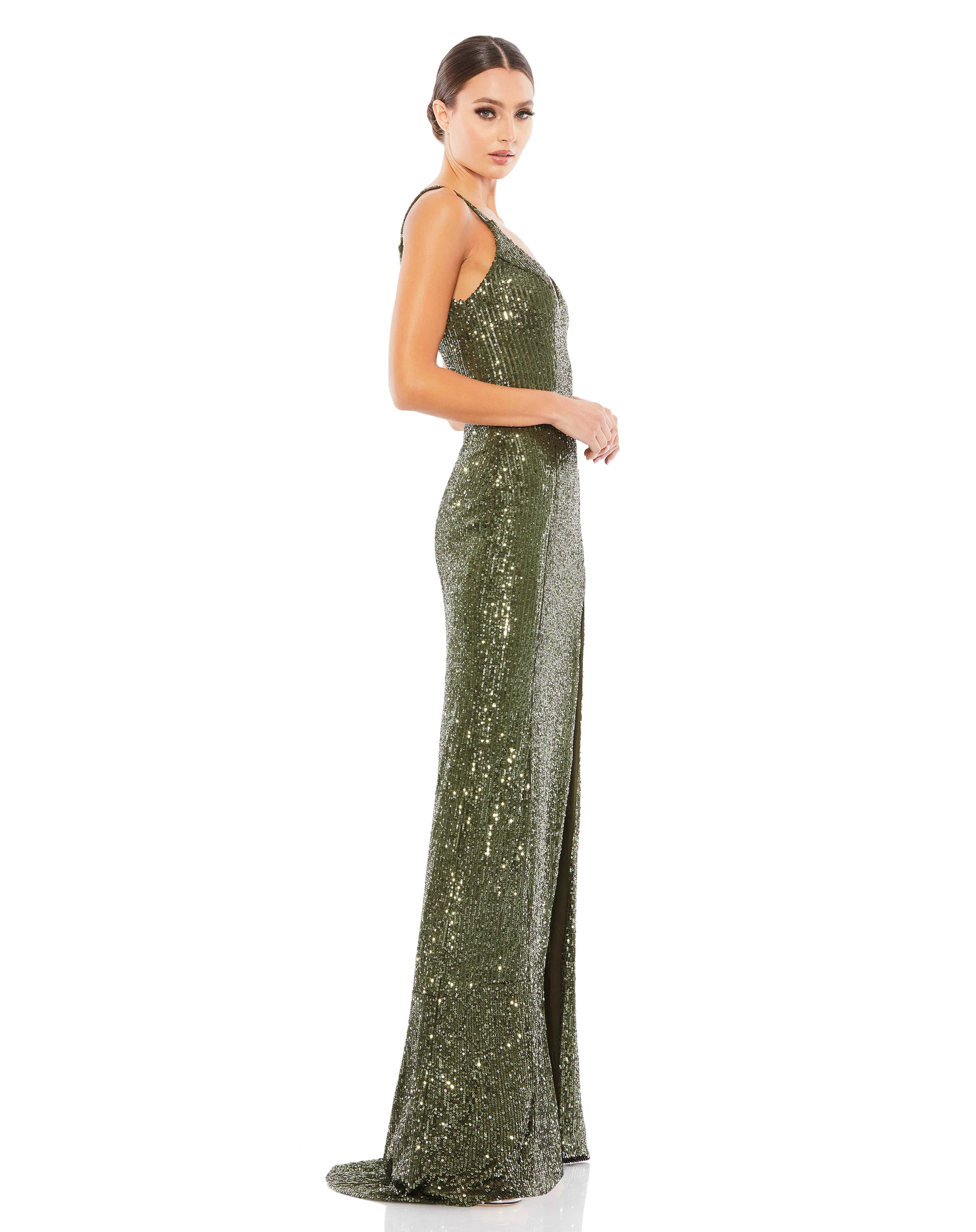 Fully Sequined Scoop Back Gown
