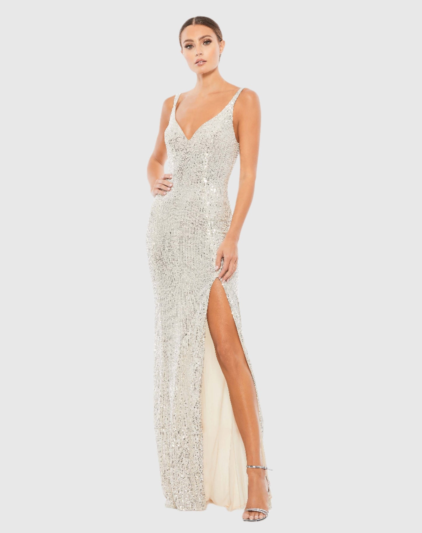 Fully Sequined Scoop Back Gown