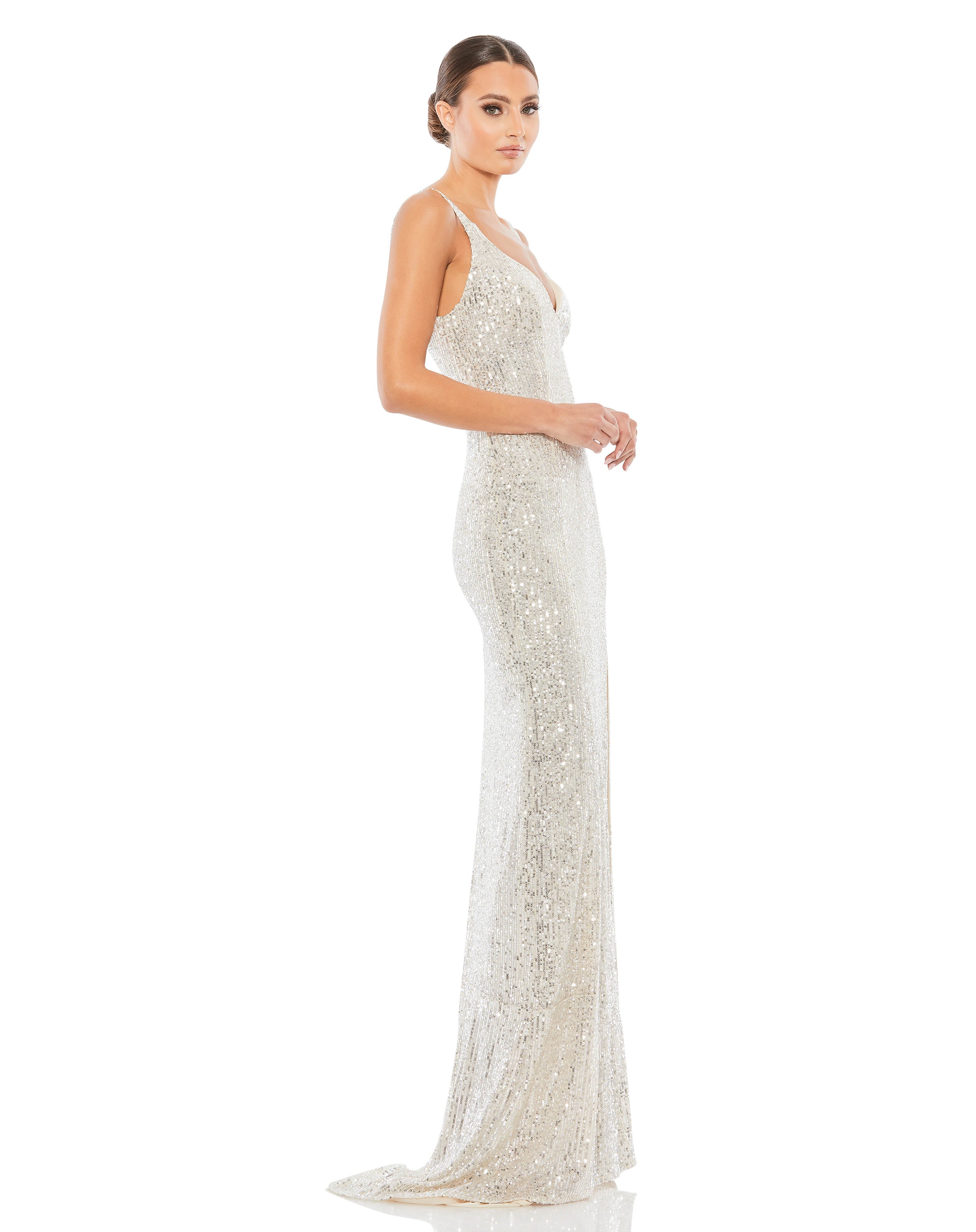 Fully Sequined Scoop Back Gown