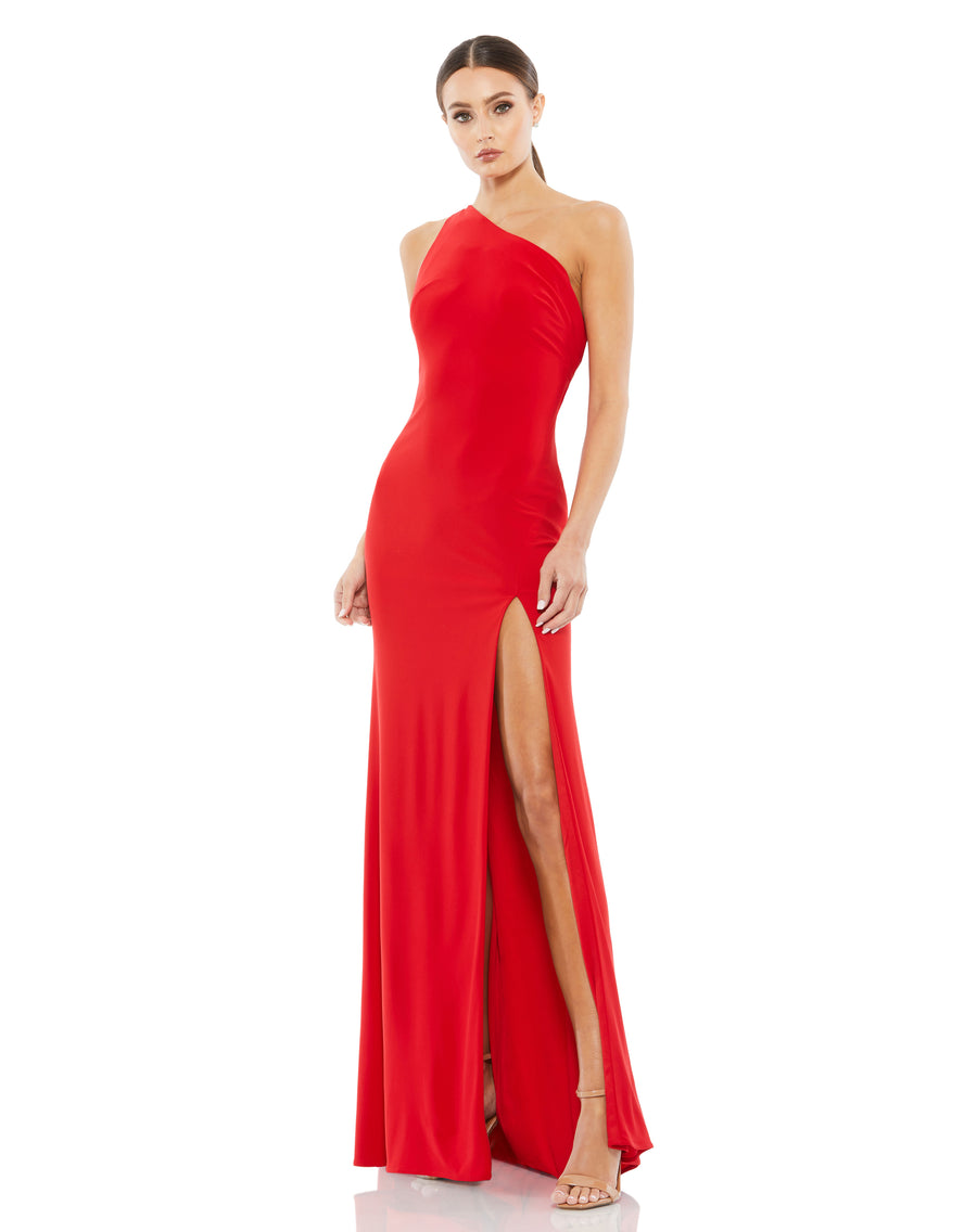 Jersey One Shoulder Draped Back Gown – Mac Duggal