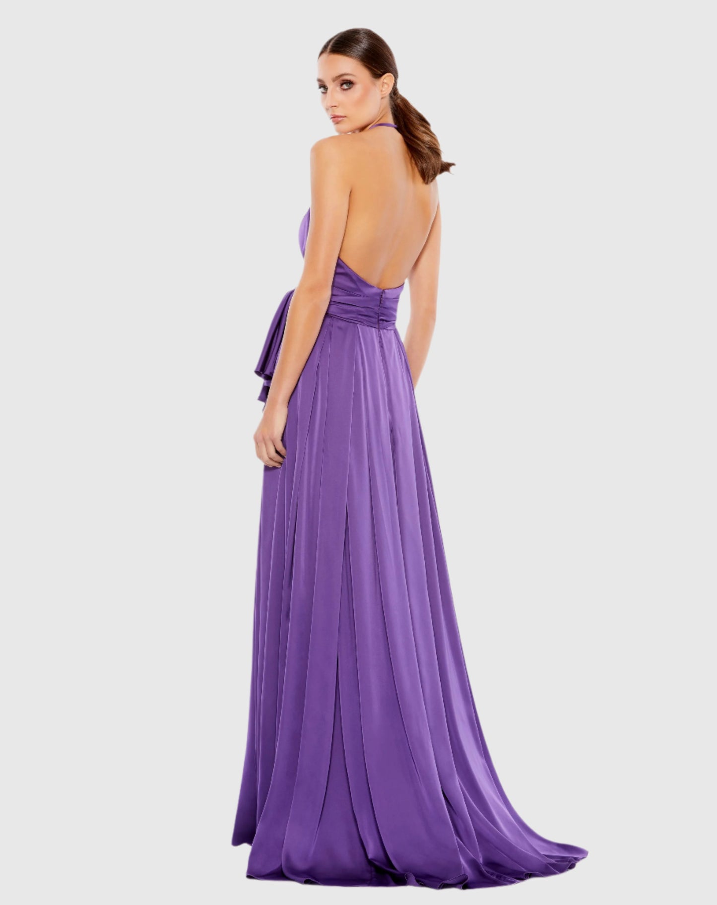 Charmeuse Halter Strap Soft Tie Waist Gown