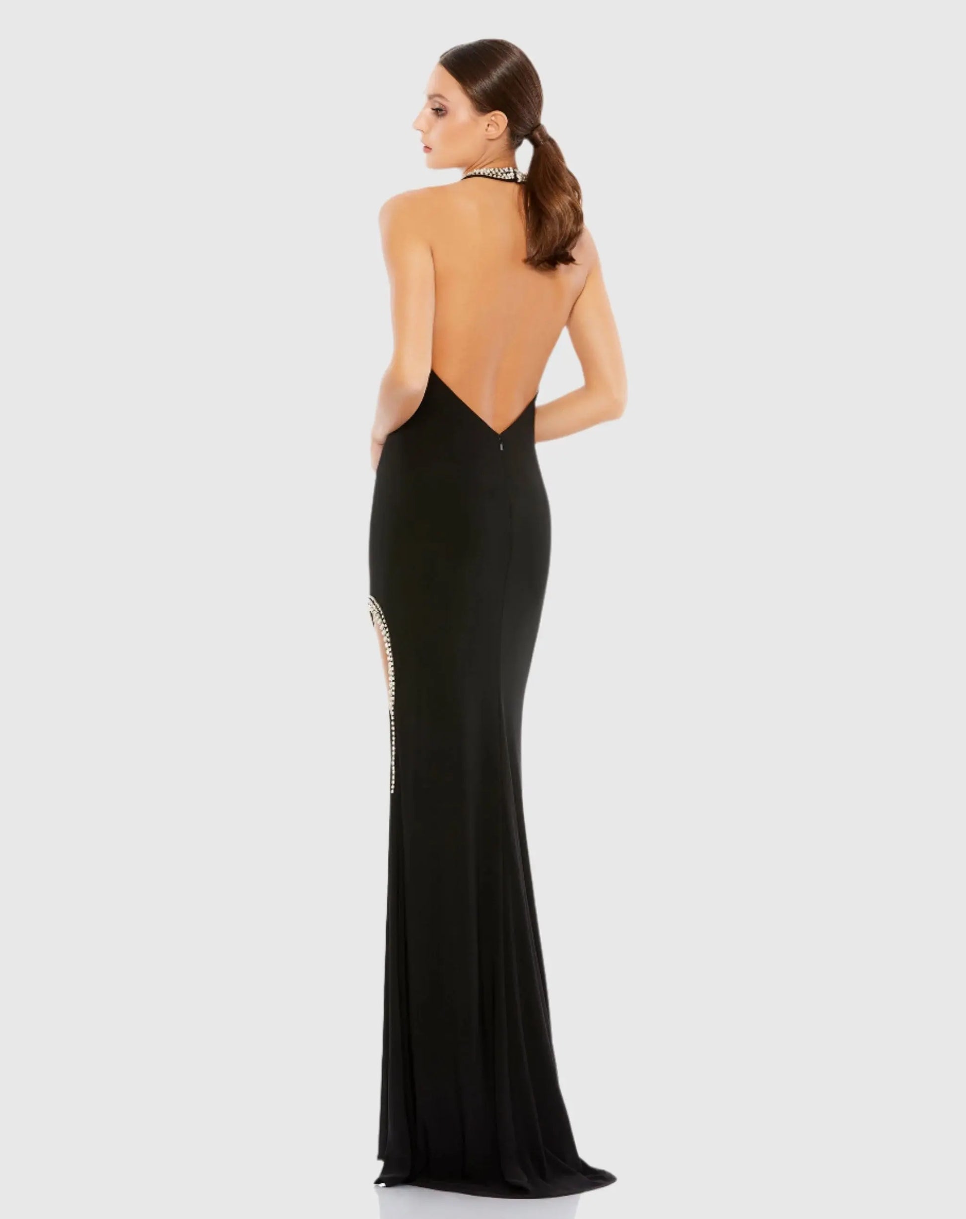Mac Duggal Women's Ieena Beaded Halter Gown - Black - Size 4 Mac Duggal Women's Ieena Beaded Halter Gown - Black - Size 4