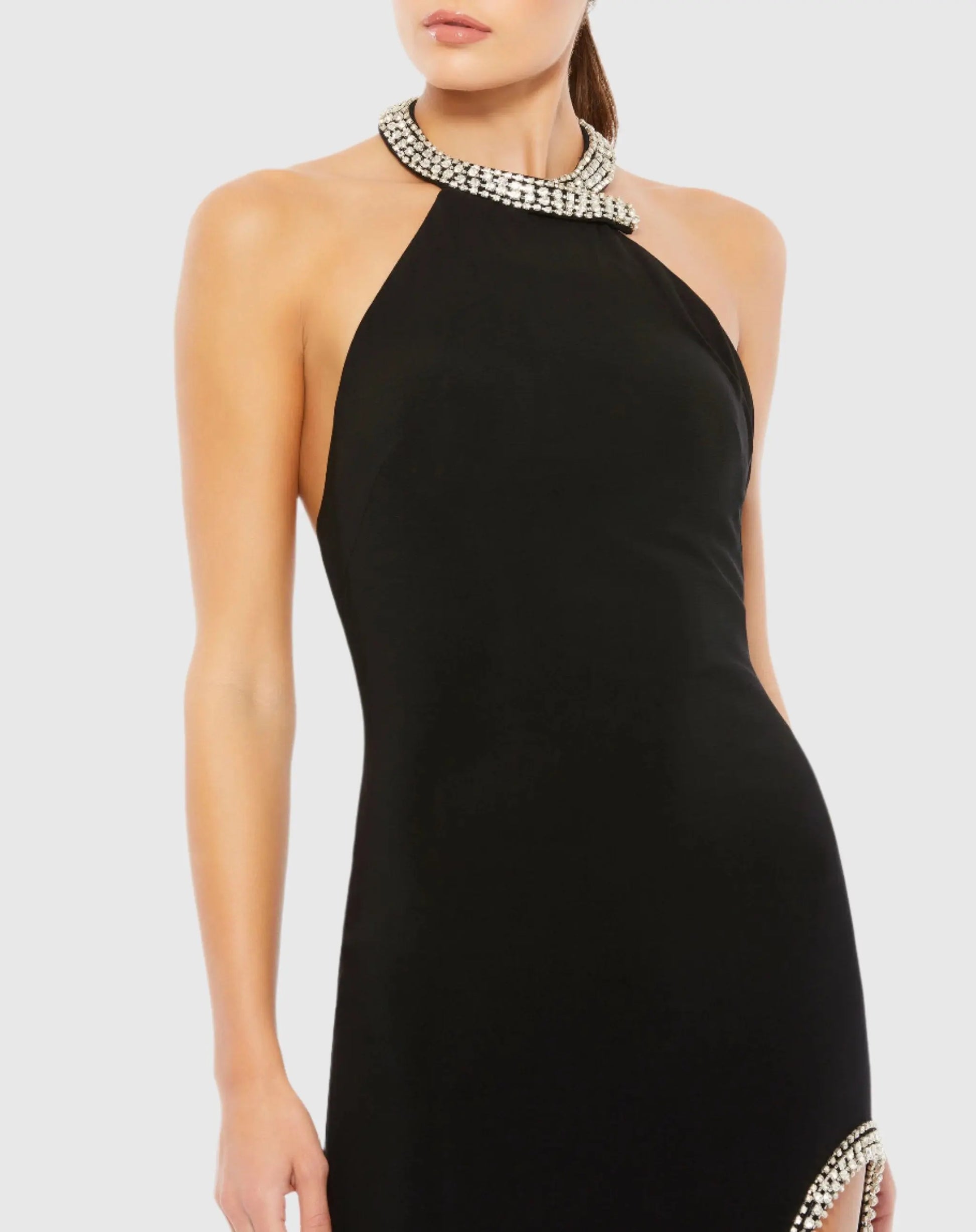 Mac Duggal Beaded Halter Neck Gown - Black Mac Duggal Beaded Halter Neck Gown - Black