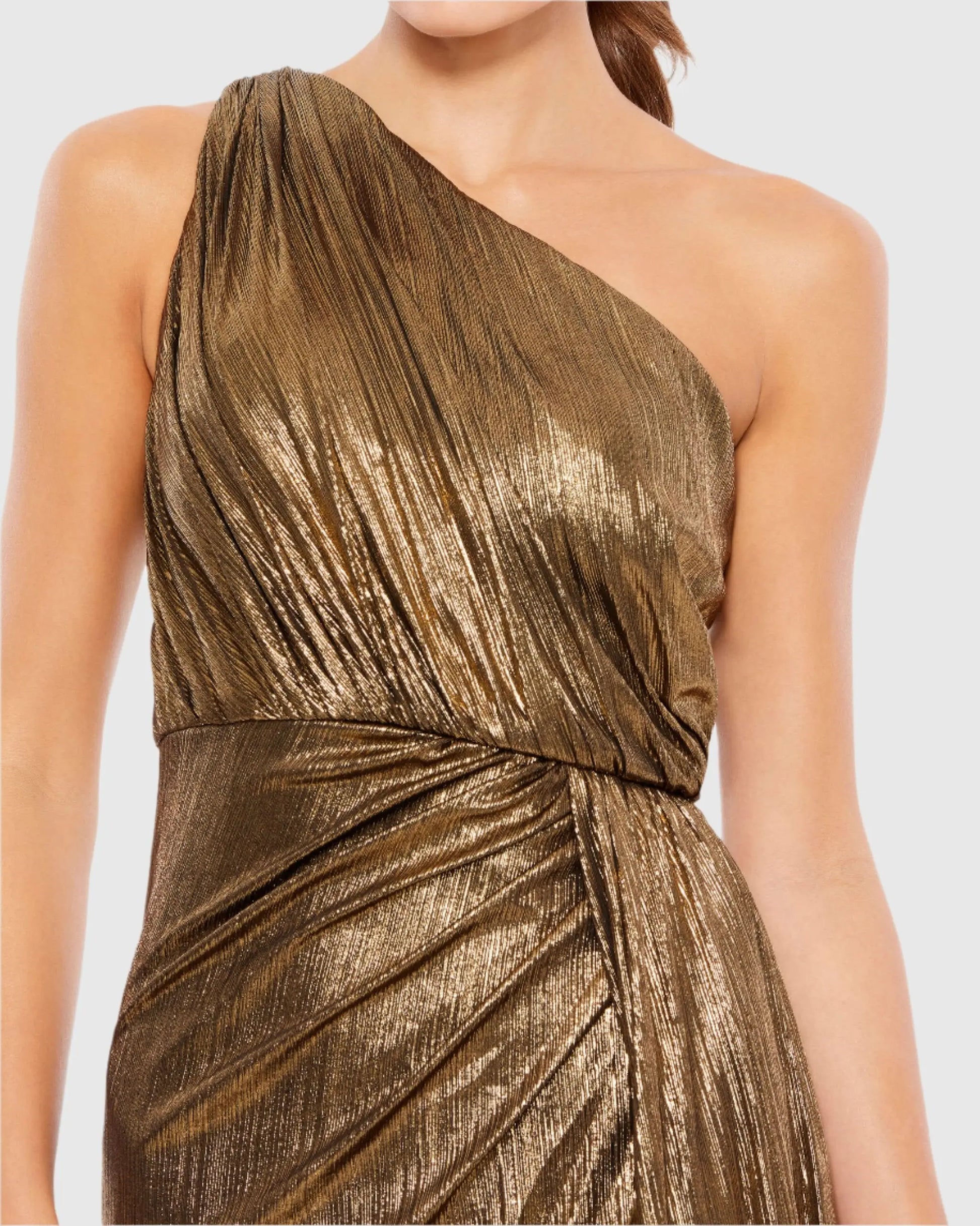 Mac Duggal One-Shoulder Draped Gown - Antique Gold - 2 Mac Duggal One-Shoulder Draped Gown - Antique Gold - 2