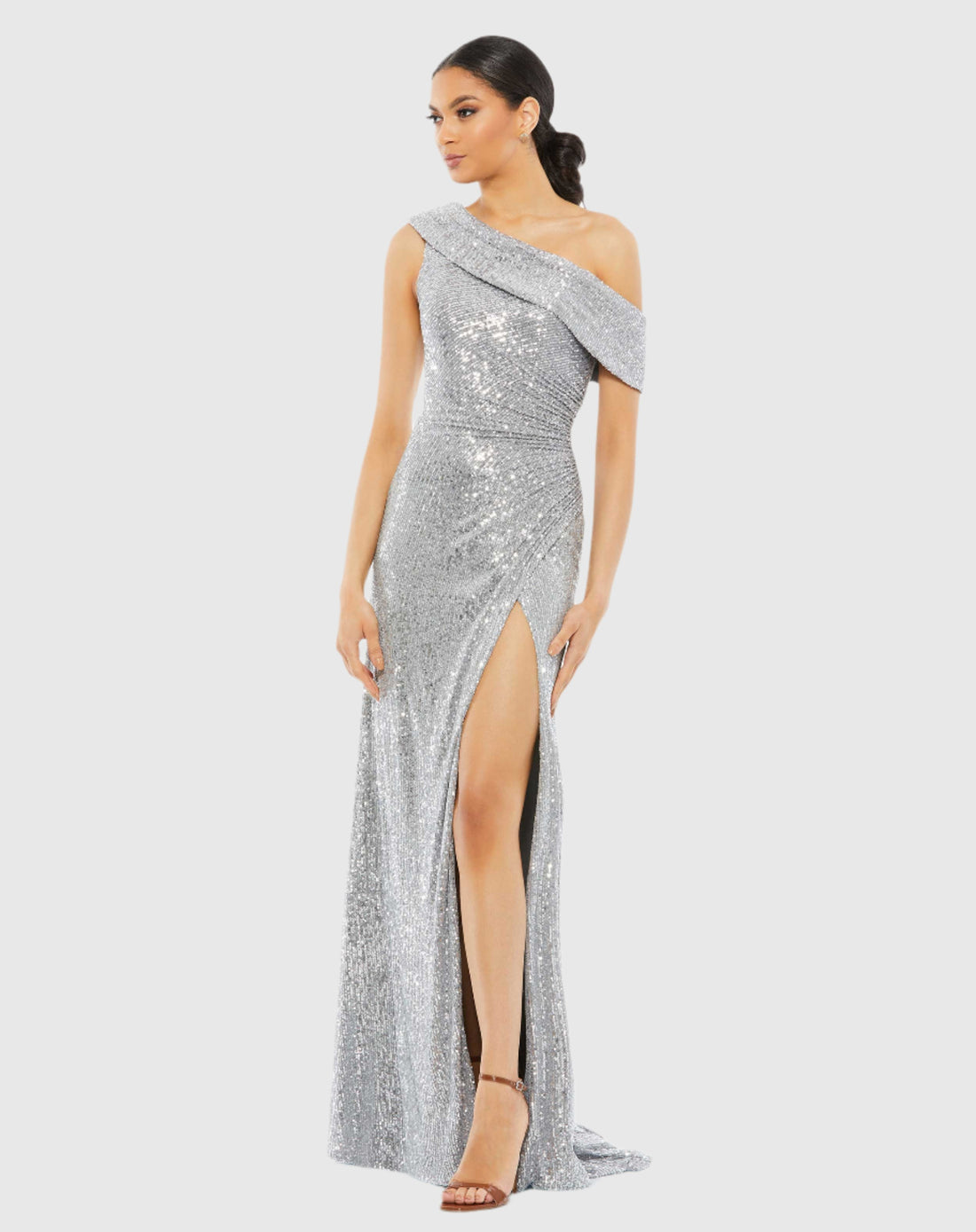 Sequined Drop Shoulder Gown